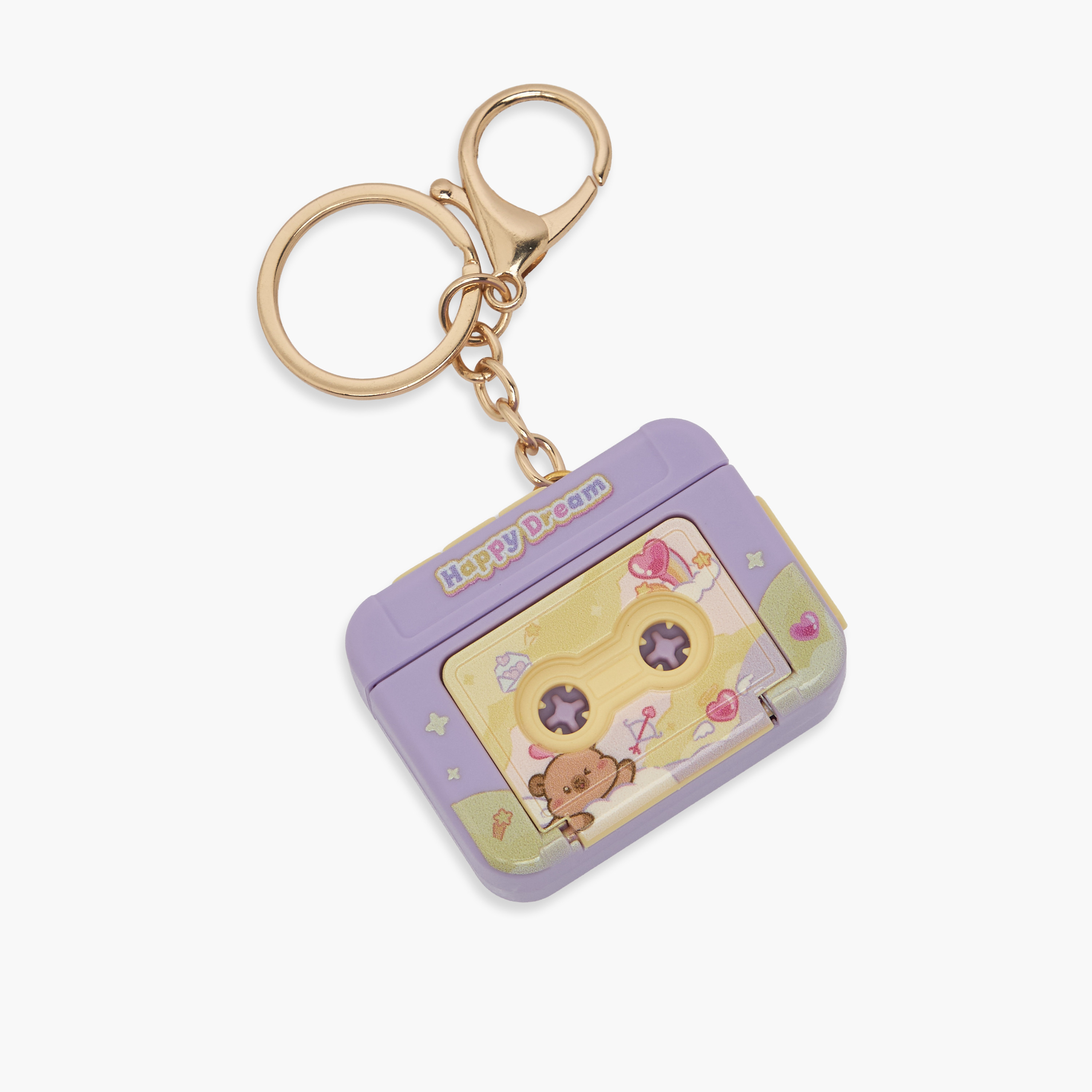Retro Cassette Player Keychain with Lobster Claps-girls-accessories-keyringsandbagcharms-image-2