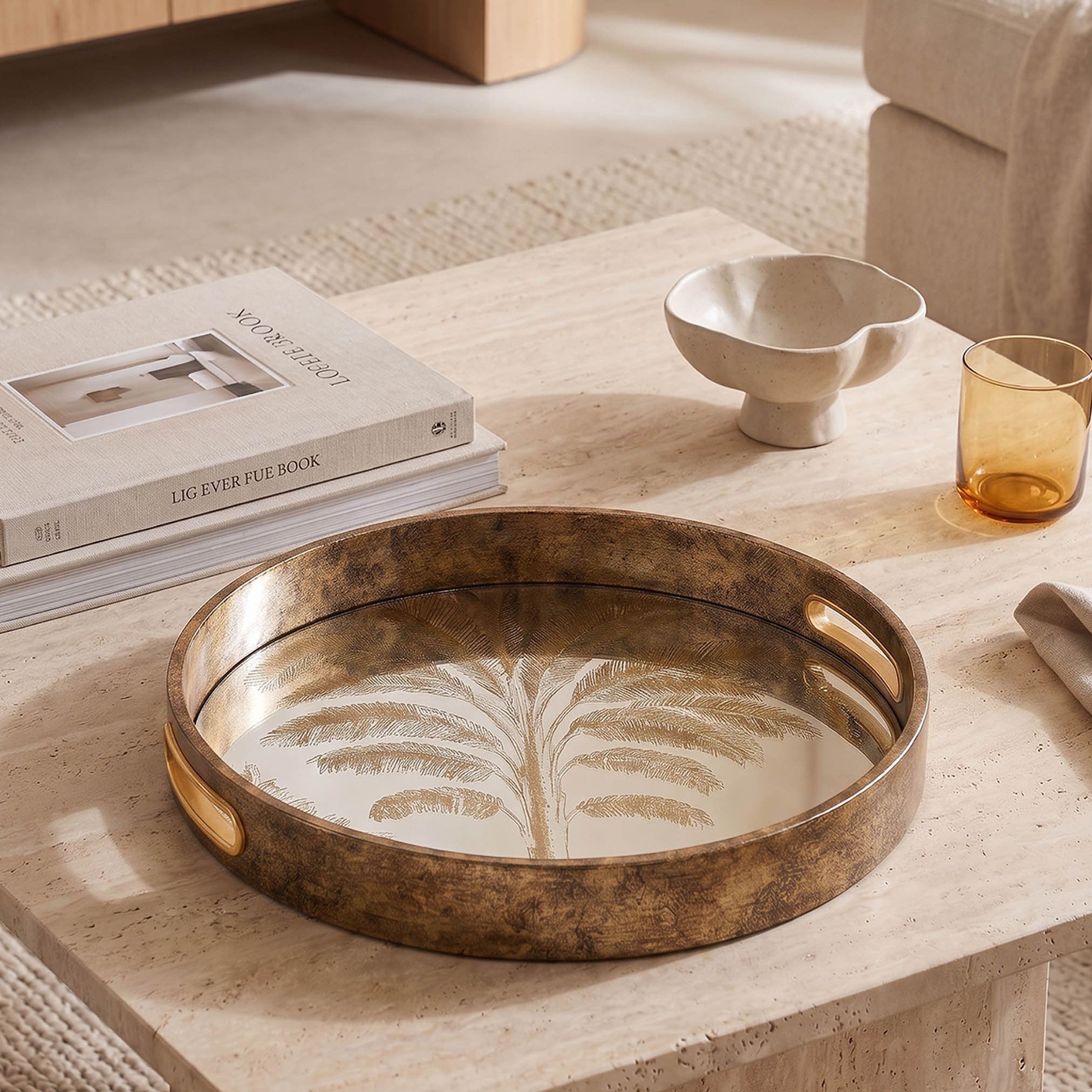 Palm Glass Tray - 30 cms-household-decor-boxesandtrays-image-1