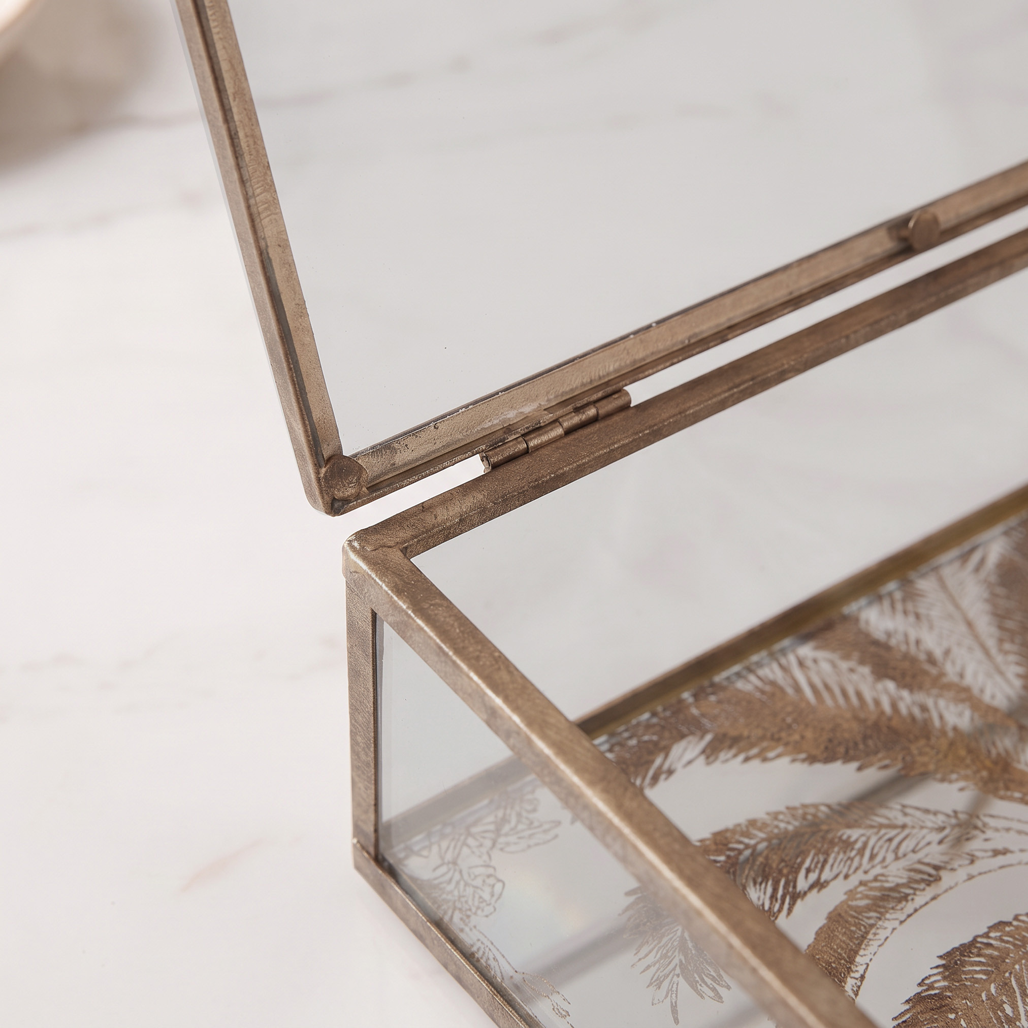 صندوق ديكور زجاجي بطبعات نخيل-household-decor-boxesandtrays-image-3