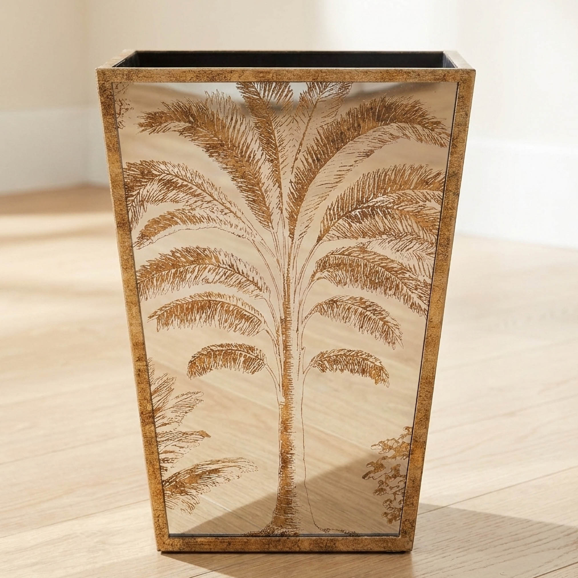 Palm Tree Print Waste Bin - 23x30 cms-household-decor-decorativeobjectsandsculptures-image-1
