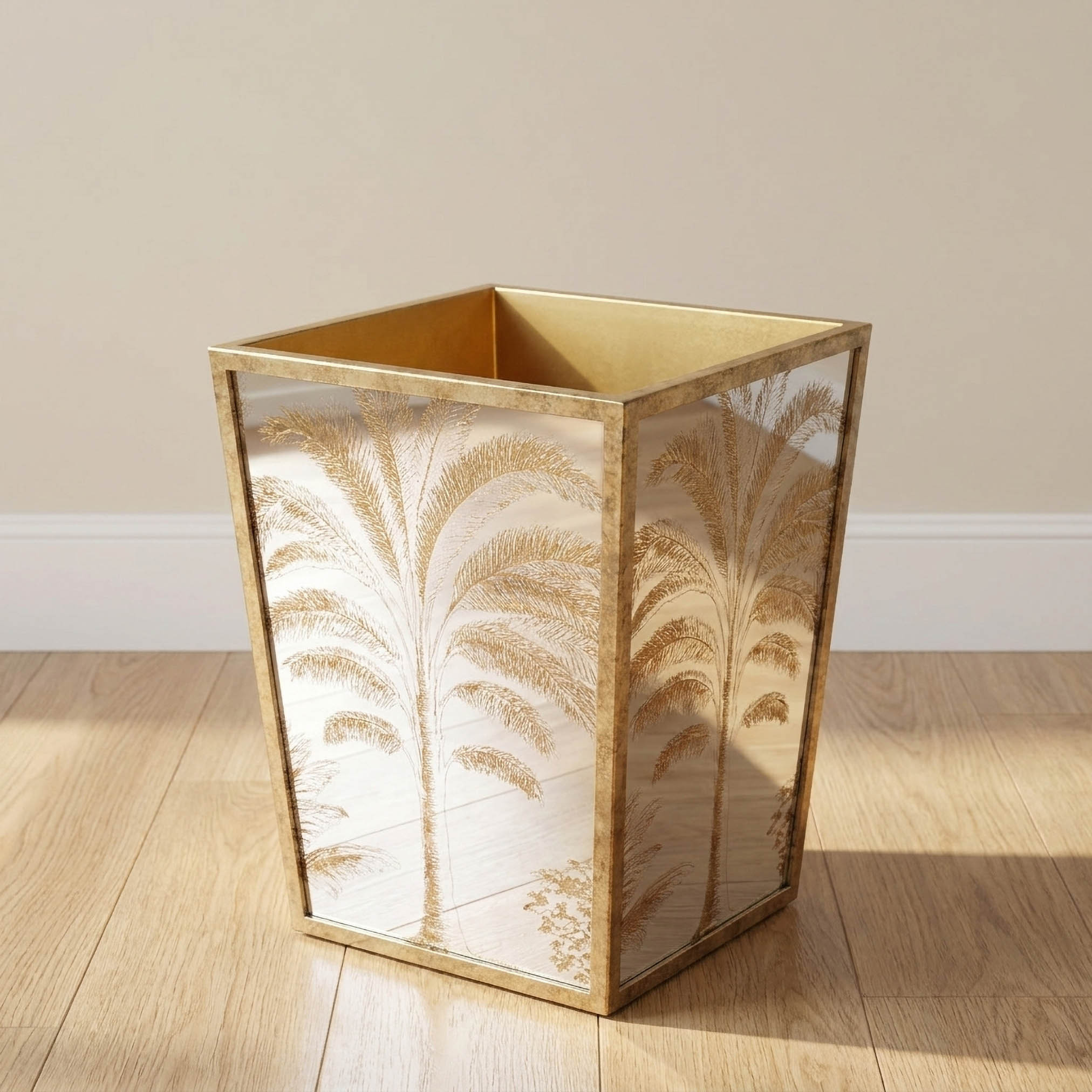 Palm Tree Print Waste Bin - 23x30 cms-household-decor-decorativeobjectsandsculptures-image-2