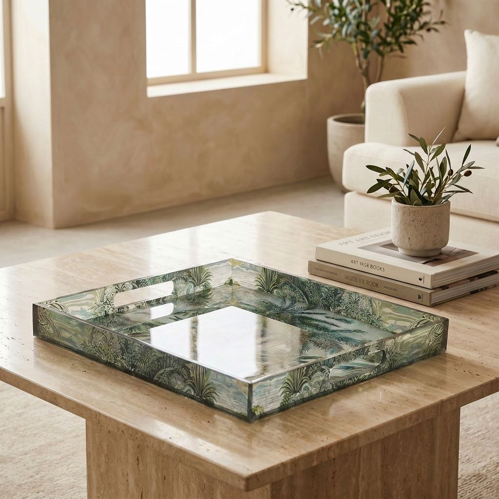 صينية بطبعات شجر النخيل - 33 سم-household-decor-boxesandtrays-image-2