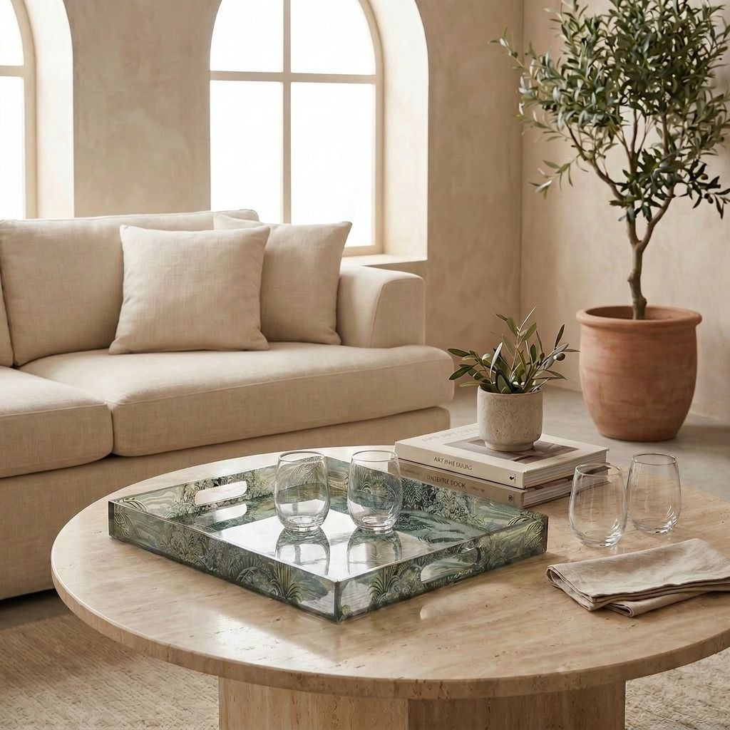 صينية بطبعات شجر النخيل - 33 سم-household-decor-boxesandtrays-image-4