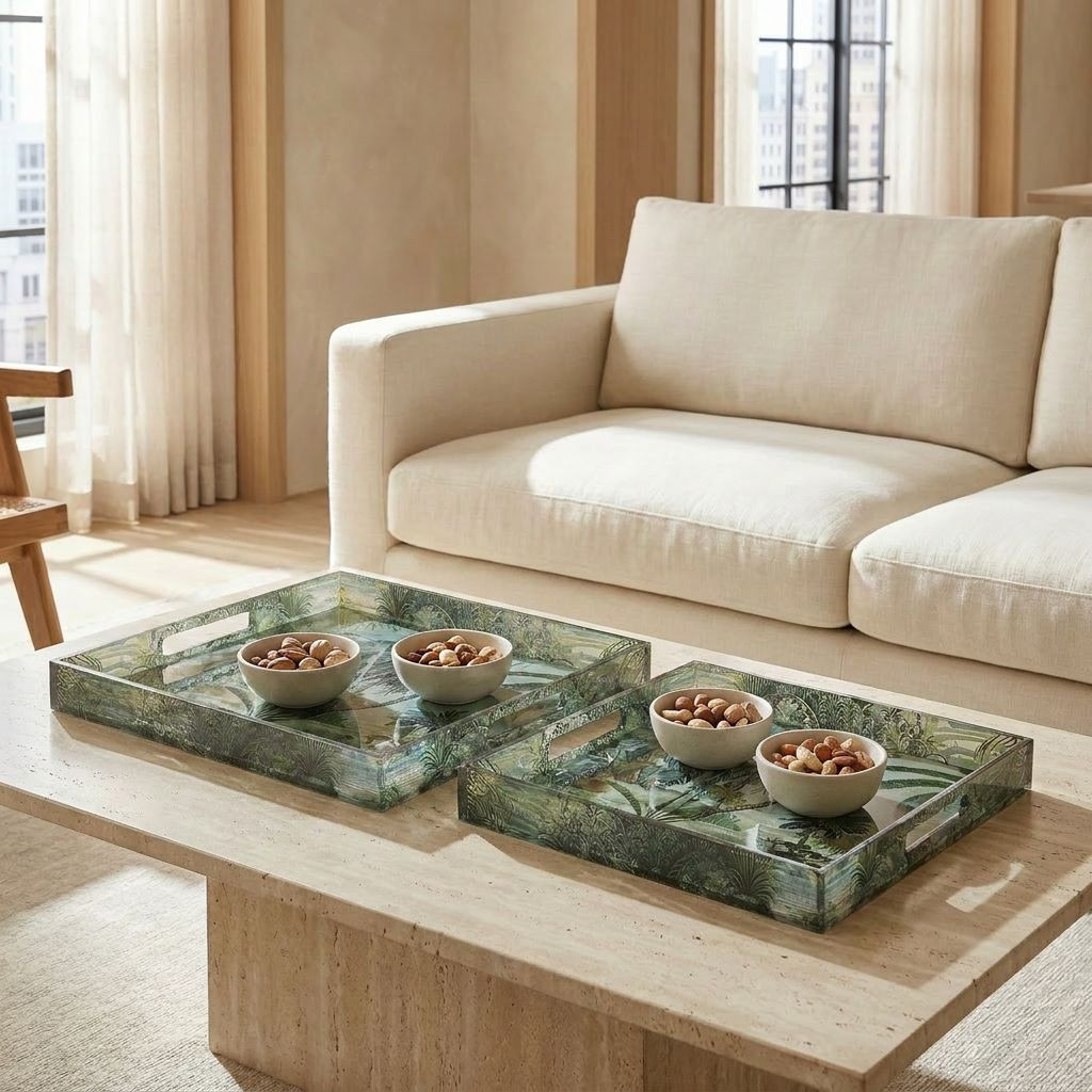 صينية بطبعات شجر النخيل - 33 سم-household-decor-boxesandtrays-image-5