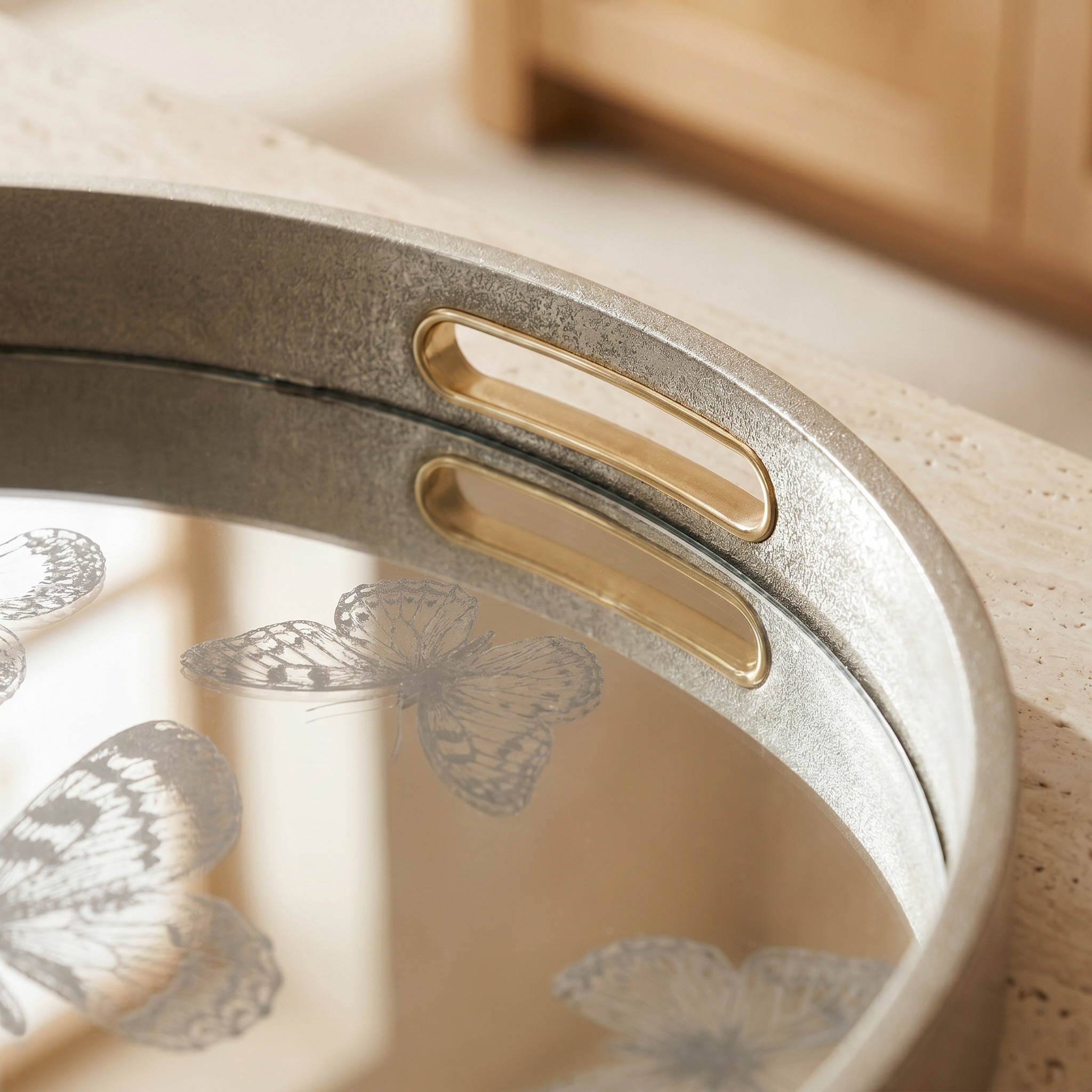 Butterfly Print Serving Tray with Cutout Handles - 37 cm-household-decor-boxesandtrays-image-3