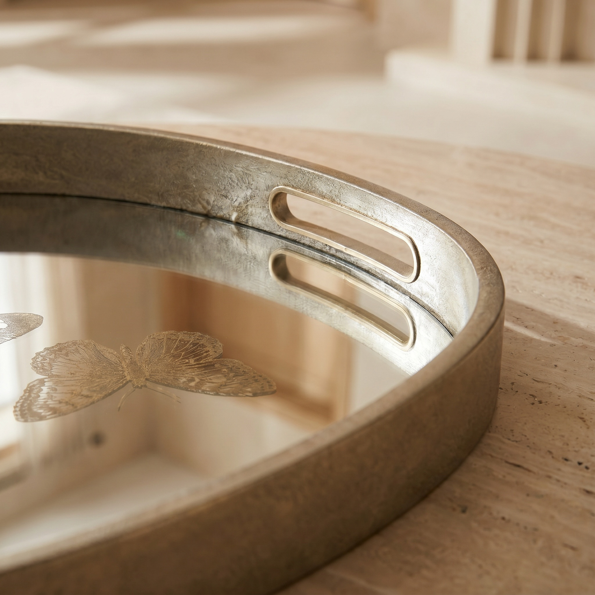 Butterfly Print Serving Tray with Cutout Handles - 30 cms-household-decor-boxesandtrays-image-3