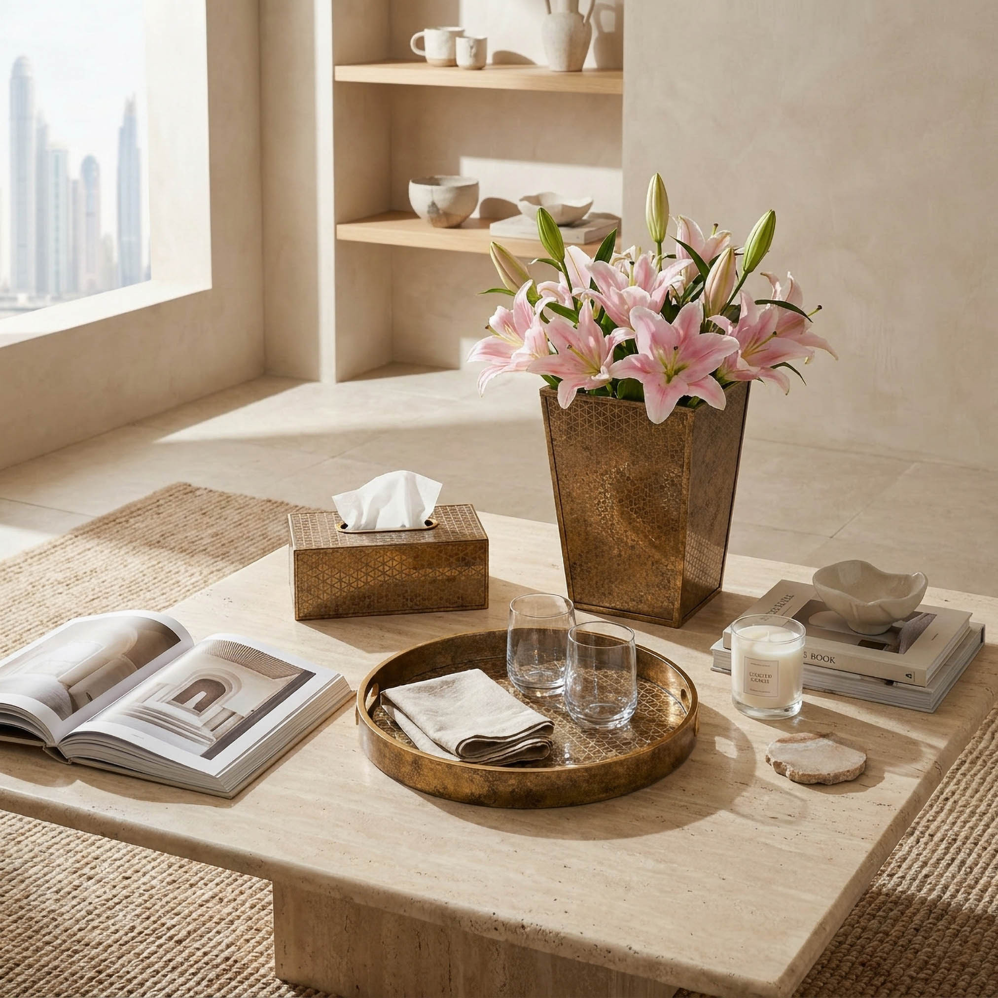 صينية مستديرة بطبعات من جيو - 37 سم-household-decor-boxesandtrays-image-1