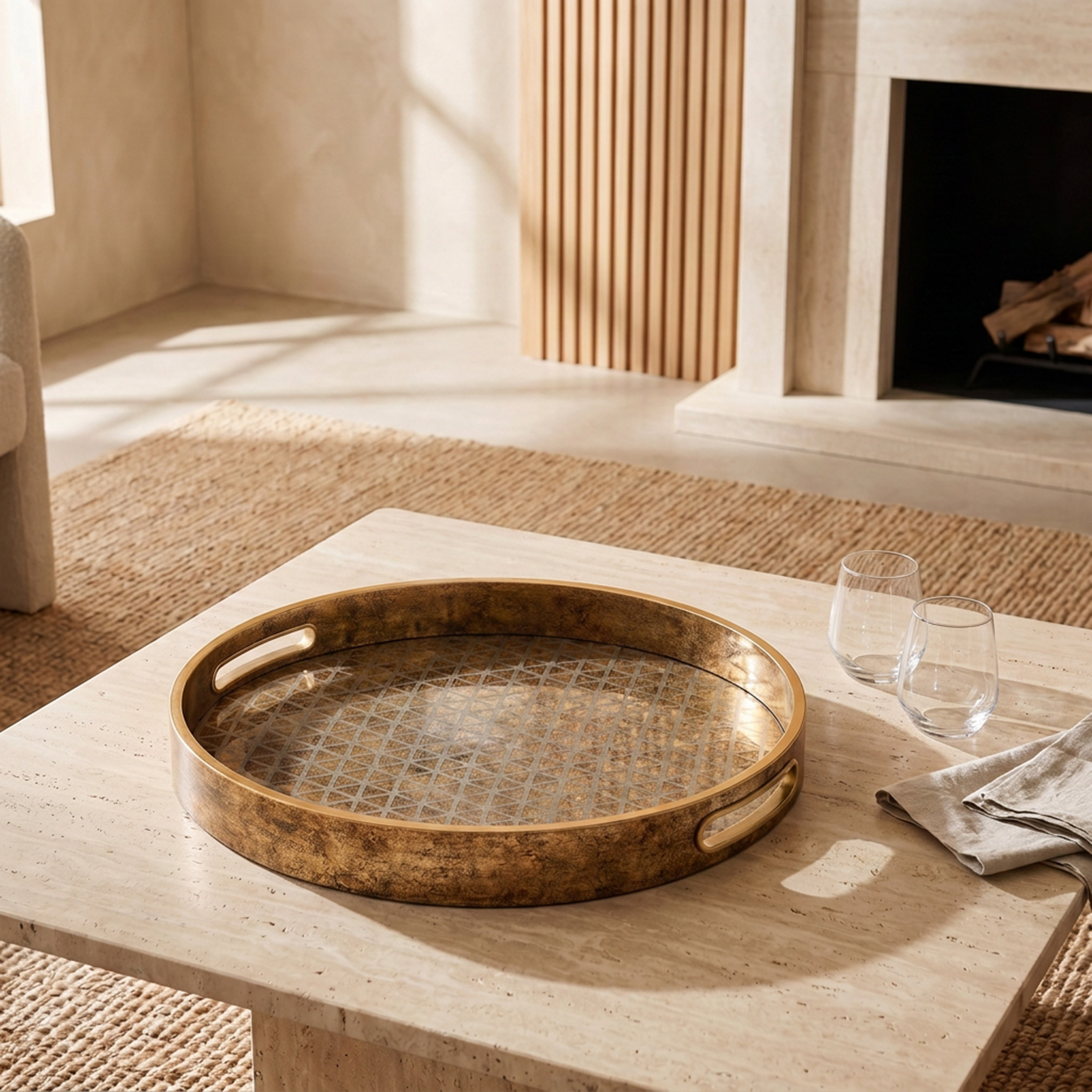 Geo Round Tray - 30 cms-household-decor-boxesandtrays-image-1
