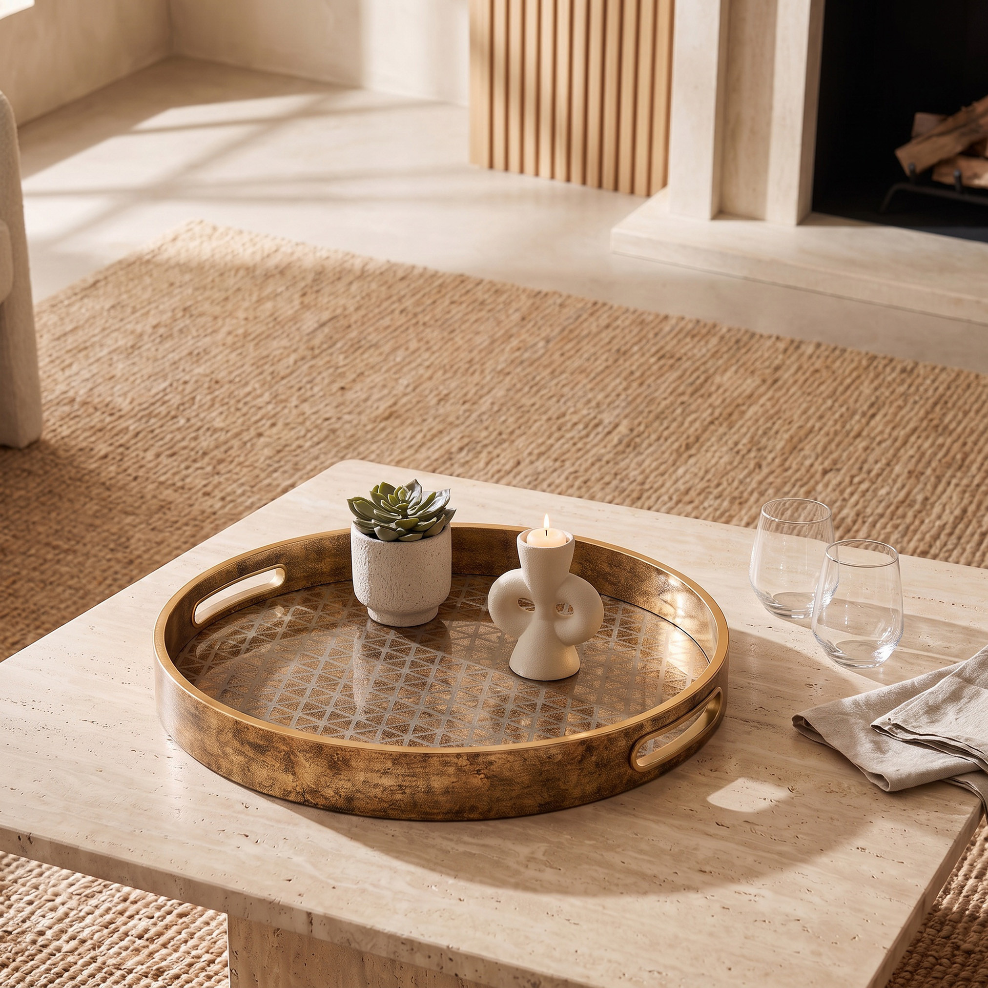 Geo Round Tray - 30 cms-household-decor-boxesandtrays-image-2