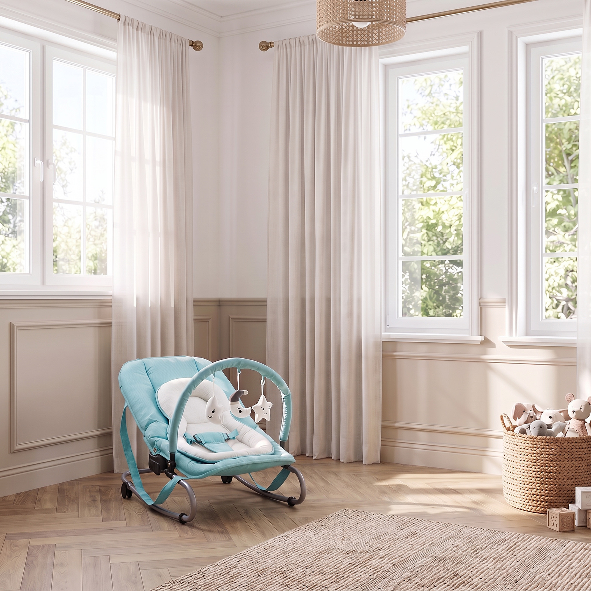 كرسي هزاز سيينا المريح للأطفال مع قوس ألعاب من جونيورز-baby-infantactivity-rockers-image-1
