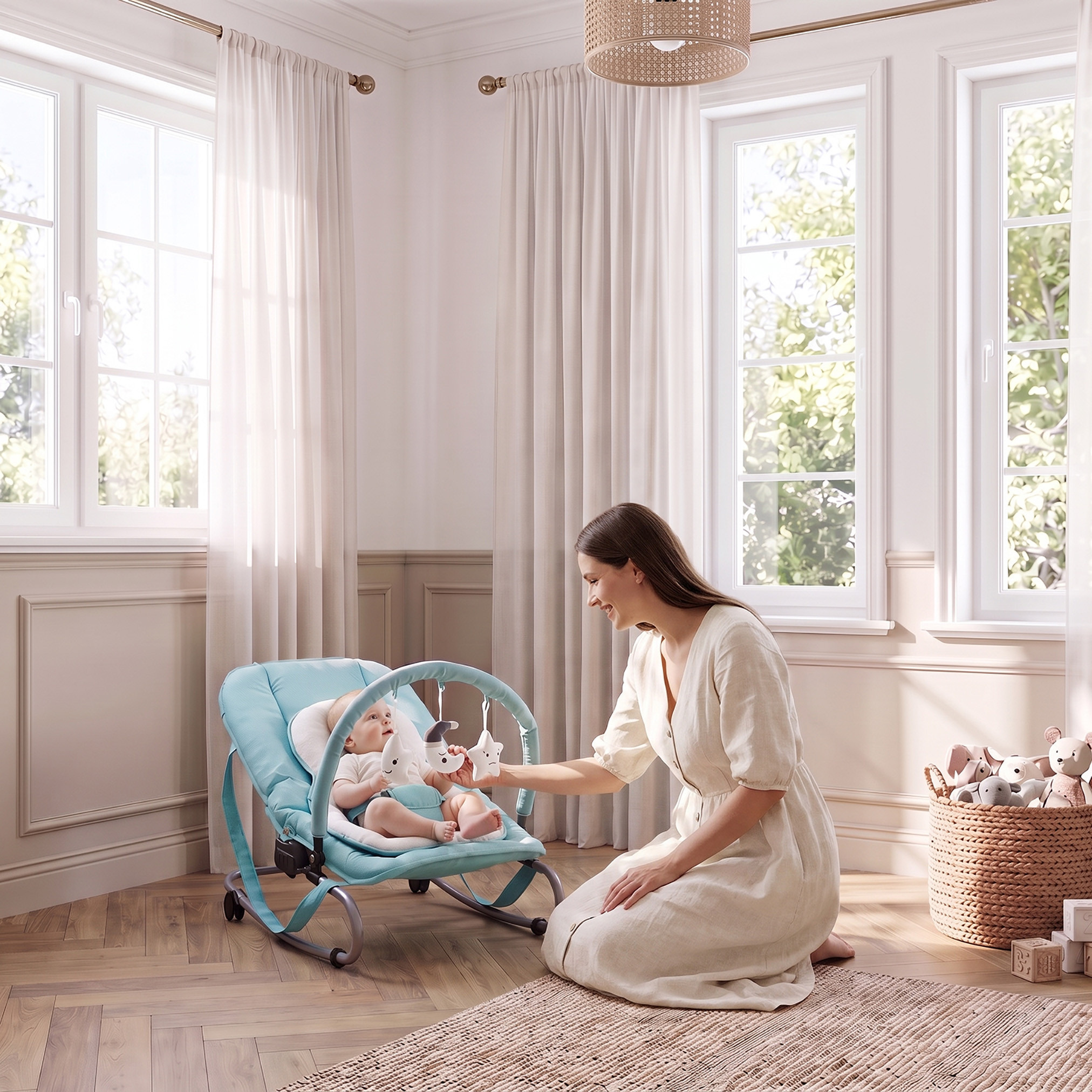 كرسي هزاز سيينا المريح للأطفال مع قوس ألعاب من جونيورز-baby-infantactivity-rockers-image-3