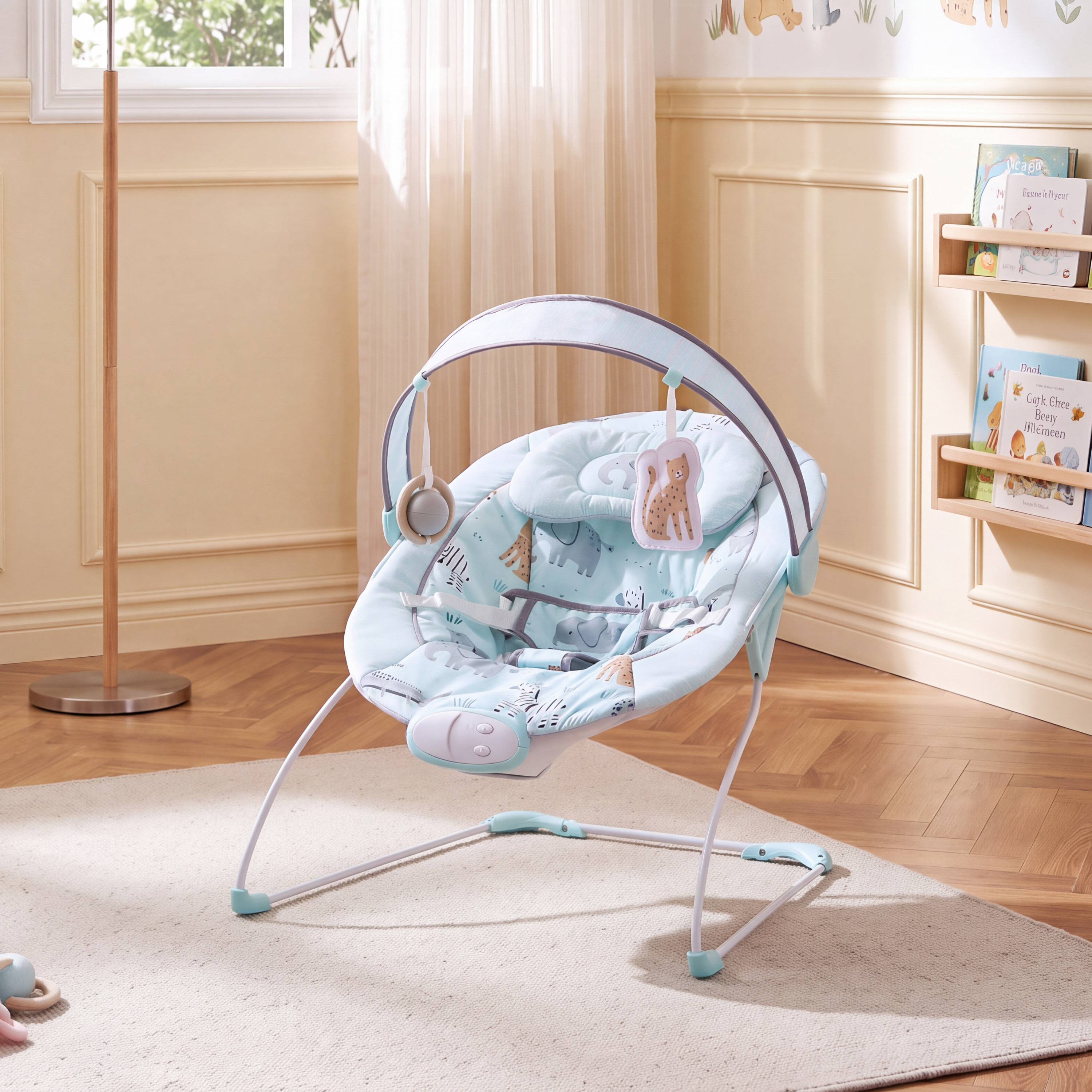 كرسي هزاز للأطفال الرضع ألورا مع حامل ألعاب قابل للإزالة من جونيورز-baby-infantactivity-bouncers-image-1