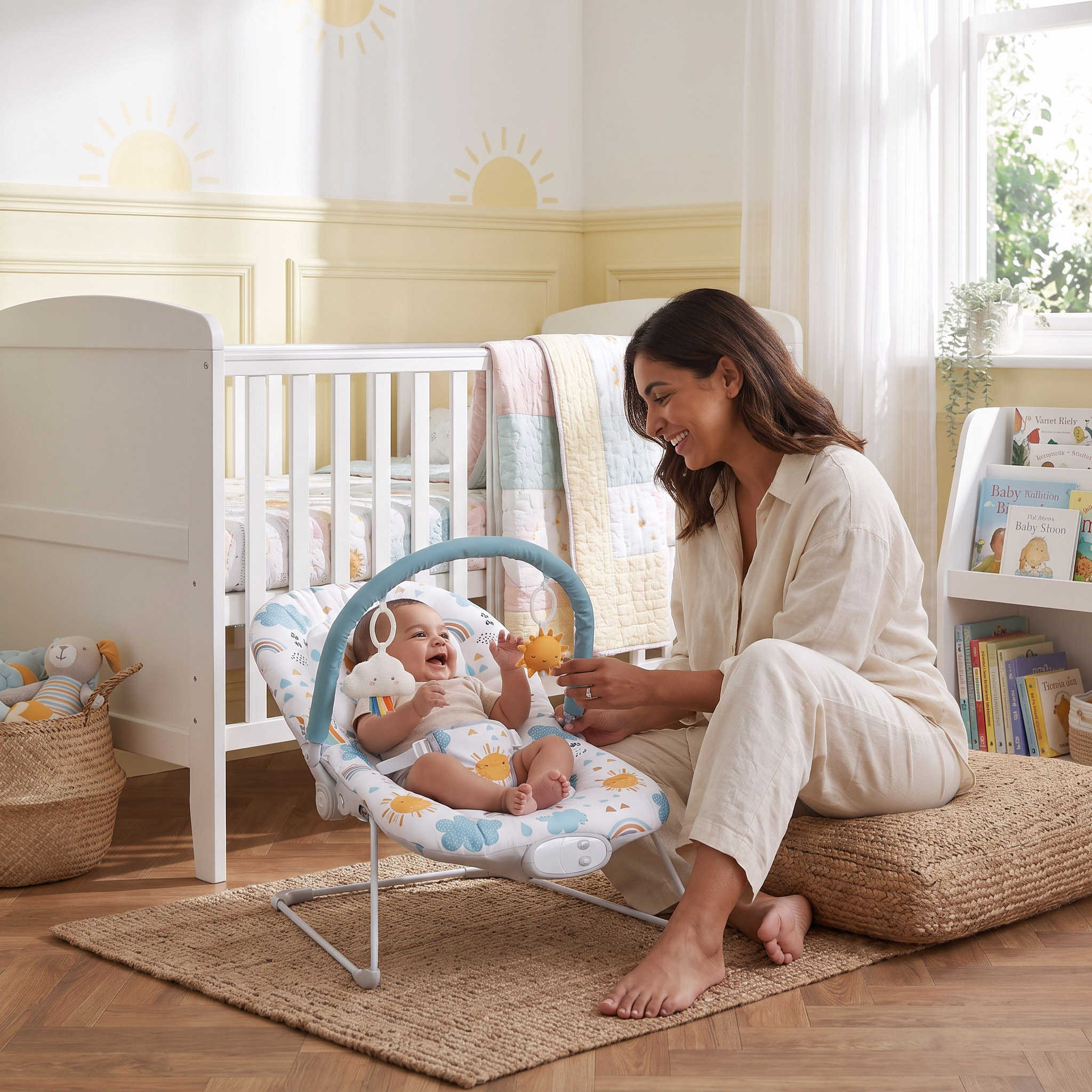 Juniors Zinnia Cloud Print Baby Bouncer-baby-infantactivity-bouncers-image-2