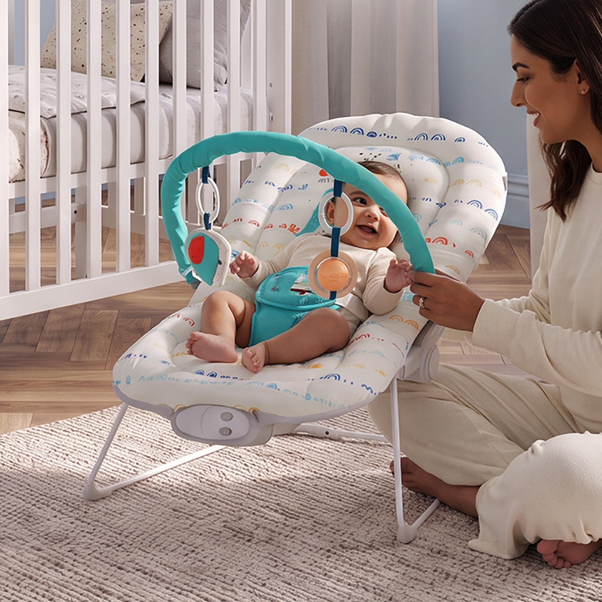 Juniors Zinnia Cloud Print Baby Bouncer-baby-infantactivity-bouncers-image-2