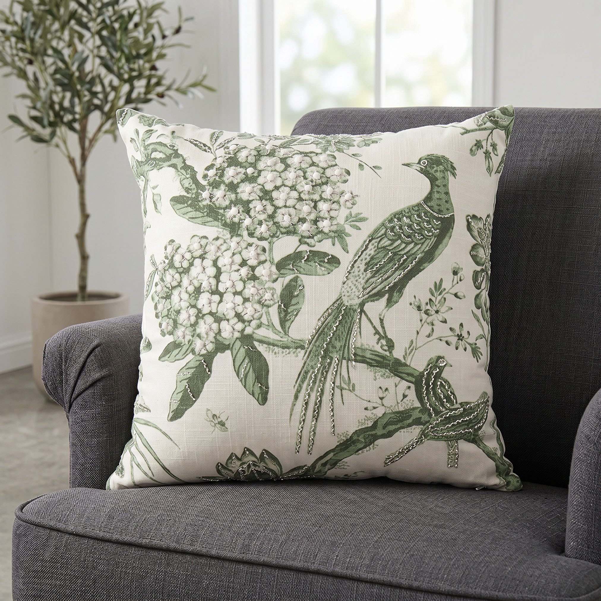 وسادة محشوة بطبعات طائر - 45x45 سم-household-cushionsandthrows-filledcushions-decorativecushions-image-1