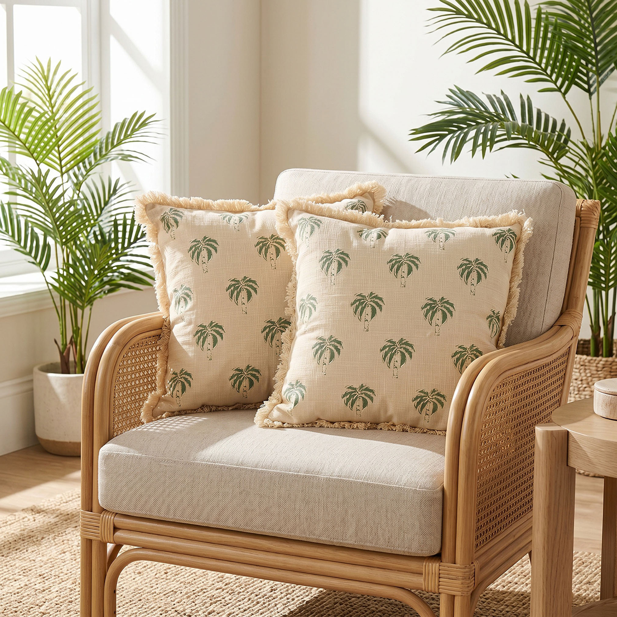 طقم وسائد مملوءة من قطعتين بطبعة نخيل - 45×45 سم-household-cushionsandthrows-filledcushions-decorativecushions-image-1