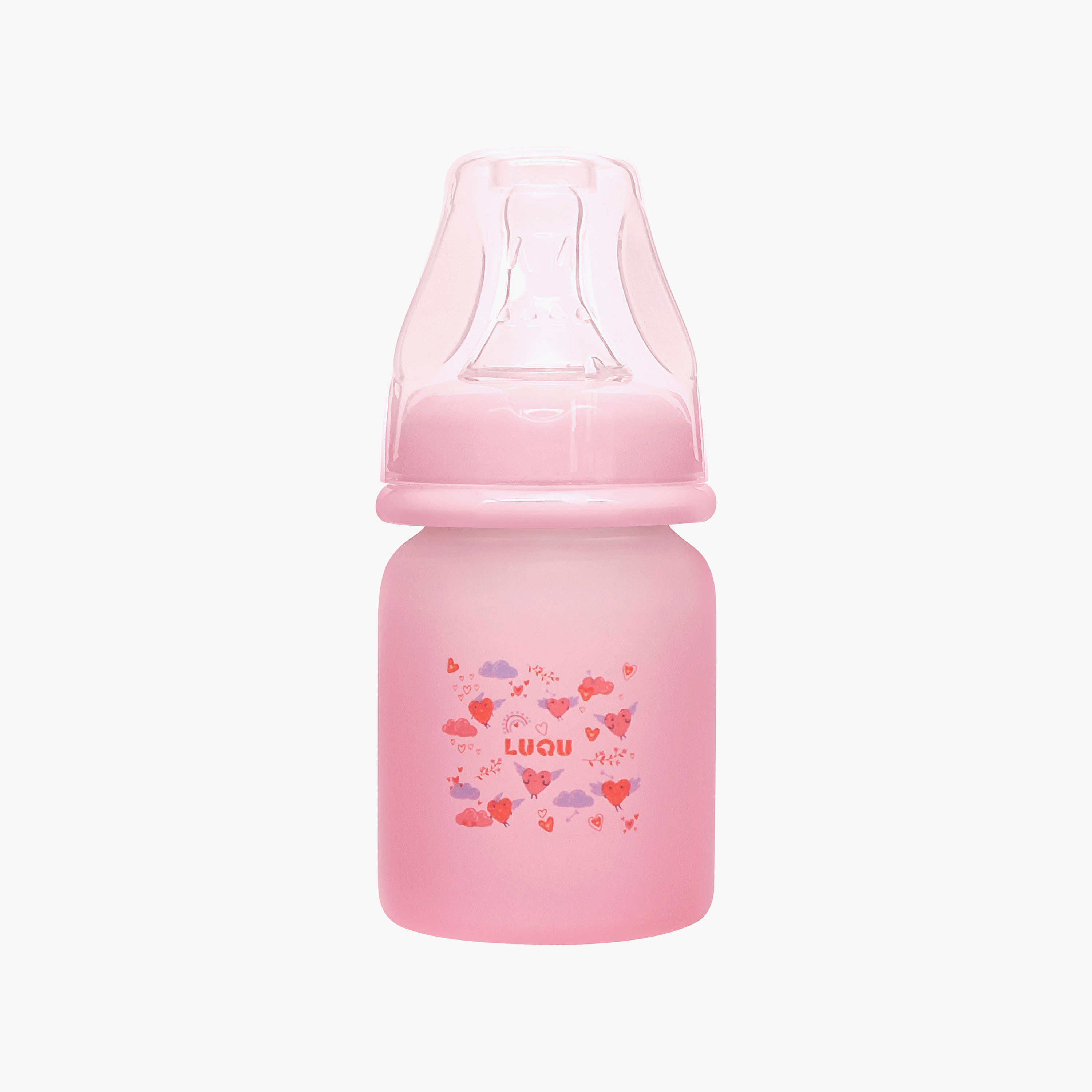 Luqu Glass with Silicone Coated Feeding Bottle - 120 ml-baby-feeding-feedingbottles-bottlesandteats-image-1