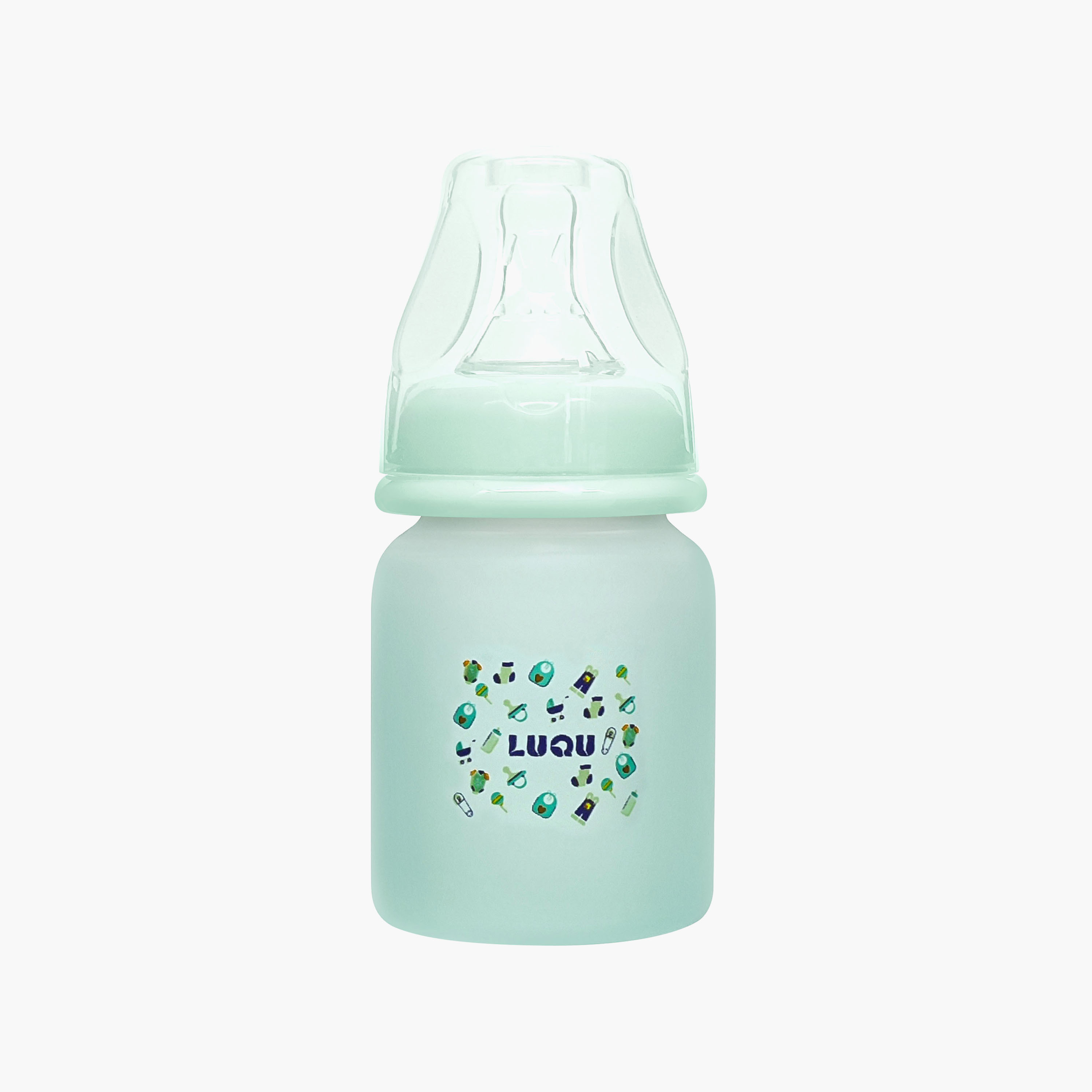 زجاجة رضاعة زجاجية مغطاة بالسيليكون من لوكو - 120 مل-baby-feeding-feedingbottles-bottlesandteats-image-1