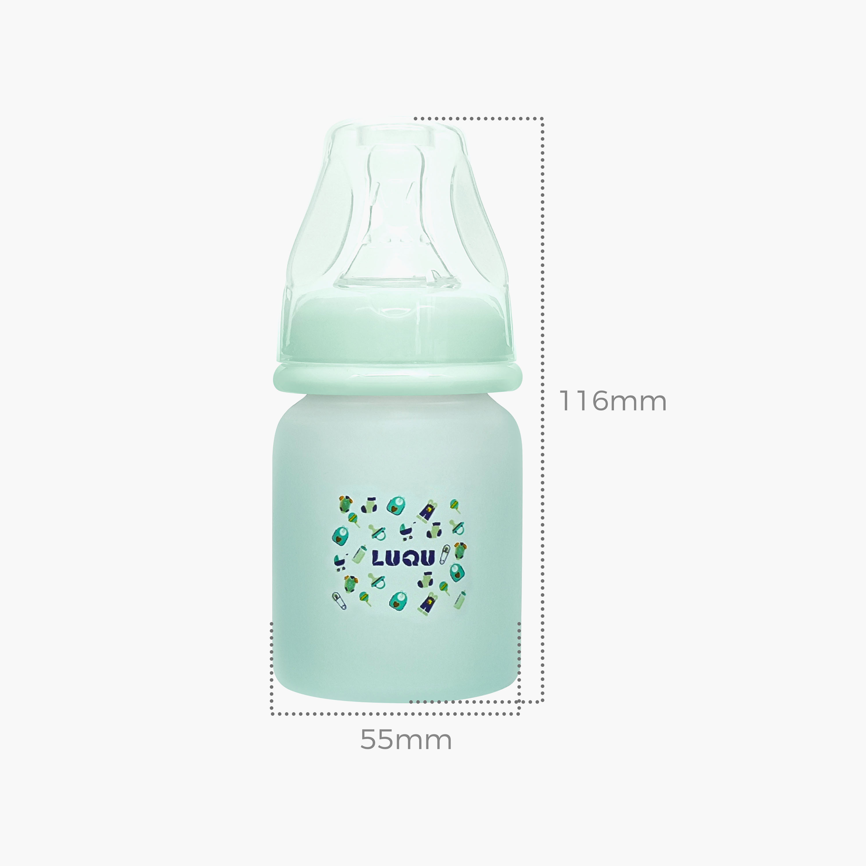 زجاجة رضاعة زجاجية مغطاة بالسيليكون من لوكو - 120 مل-baby-feeding-feedingbottles-bottlesandteats-image-3