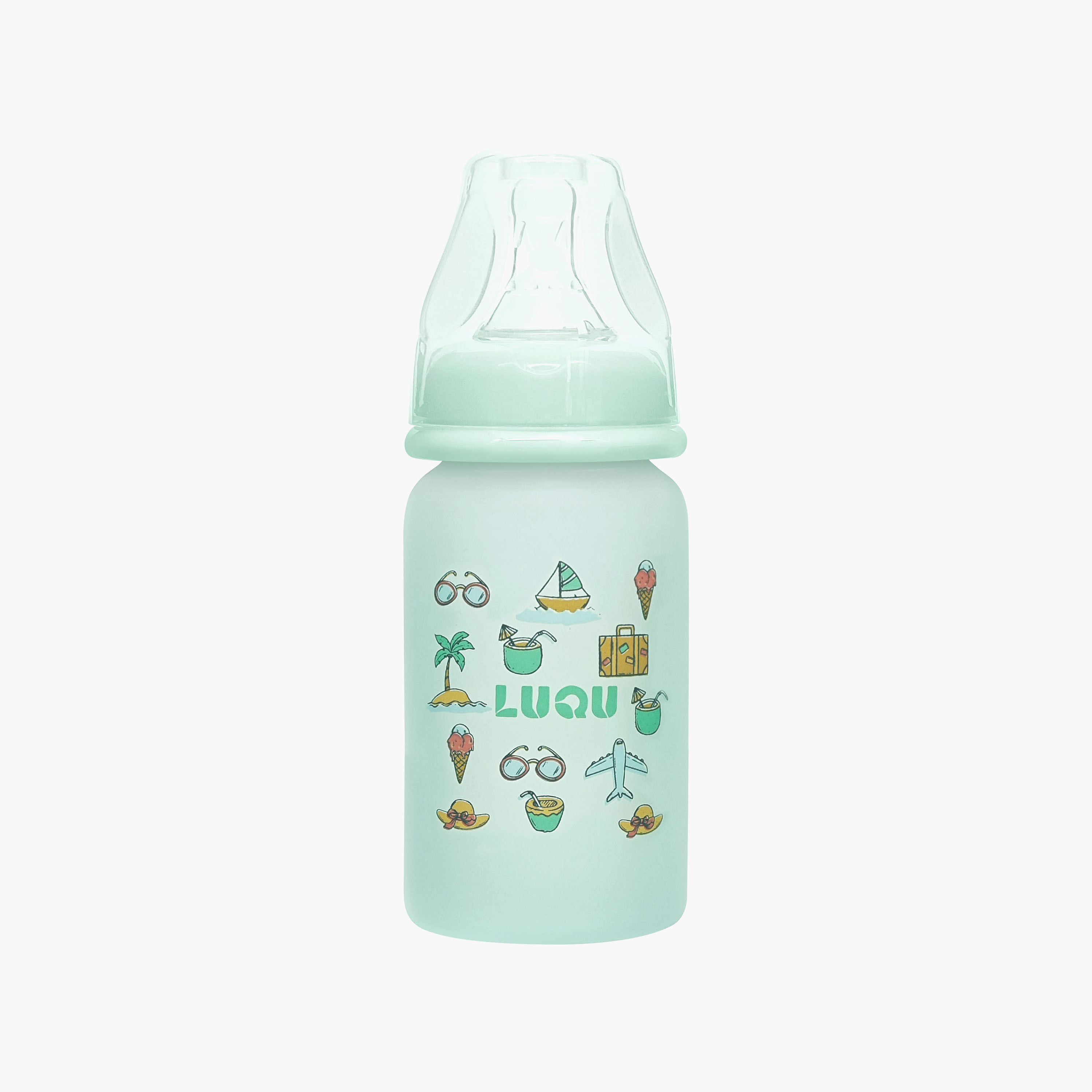 Luqu Glass with Silicone Coated Feeding Bottle - 60 ml-baby-feeding-feedingbottles-bottlesandteats-image-1