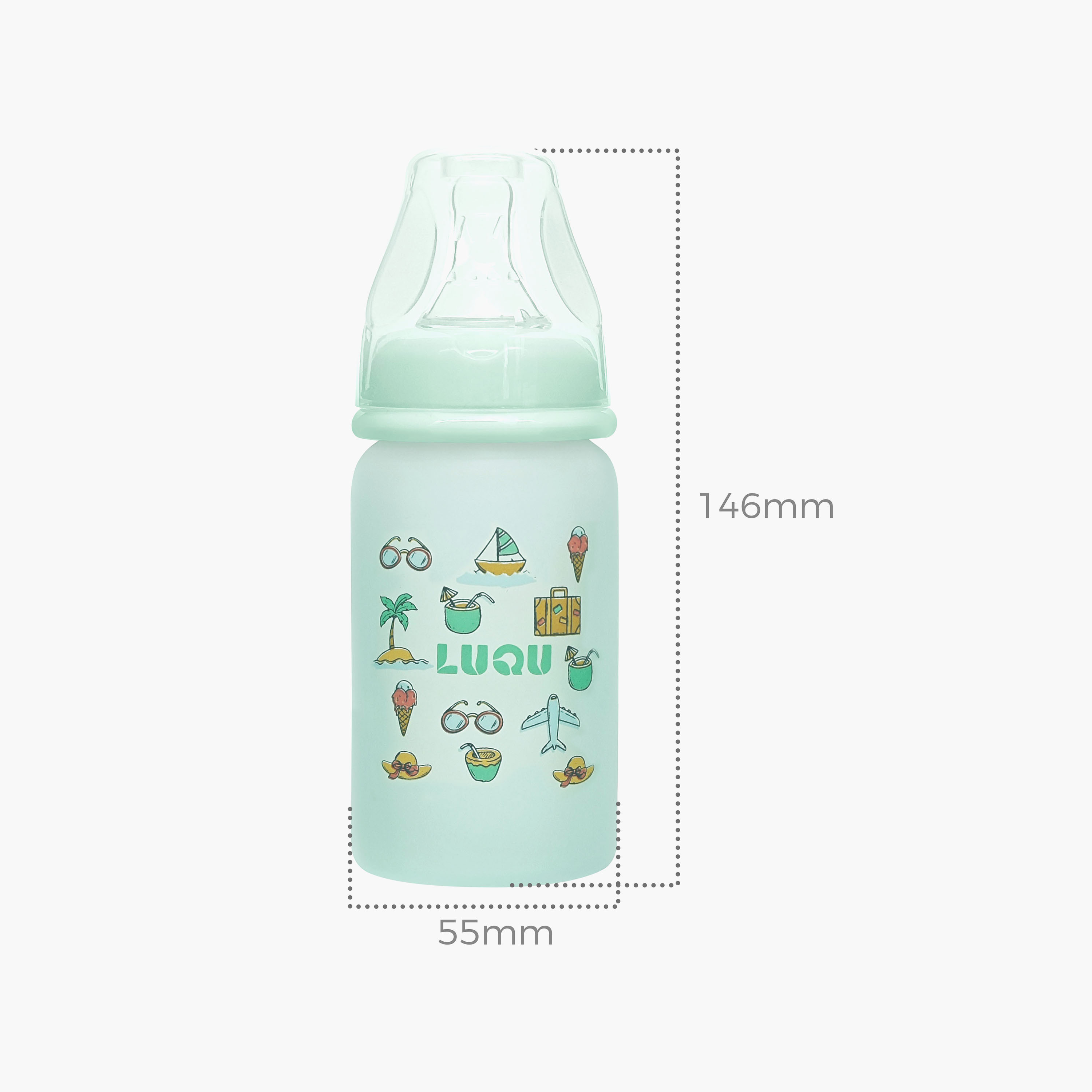 Luqu Glass with Silicone Coated Feeding Bottle - 60 ml-baby-feeding-feedingbottles-bottlesandteats-image-3