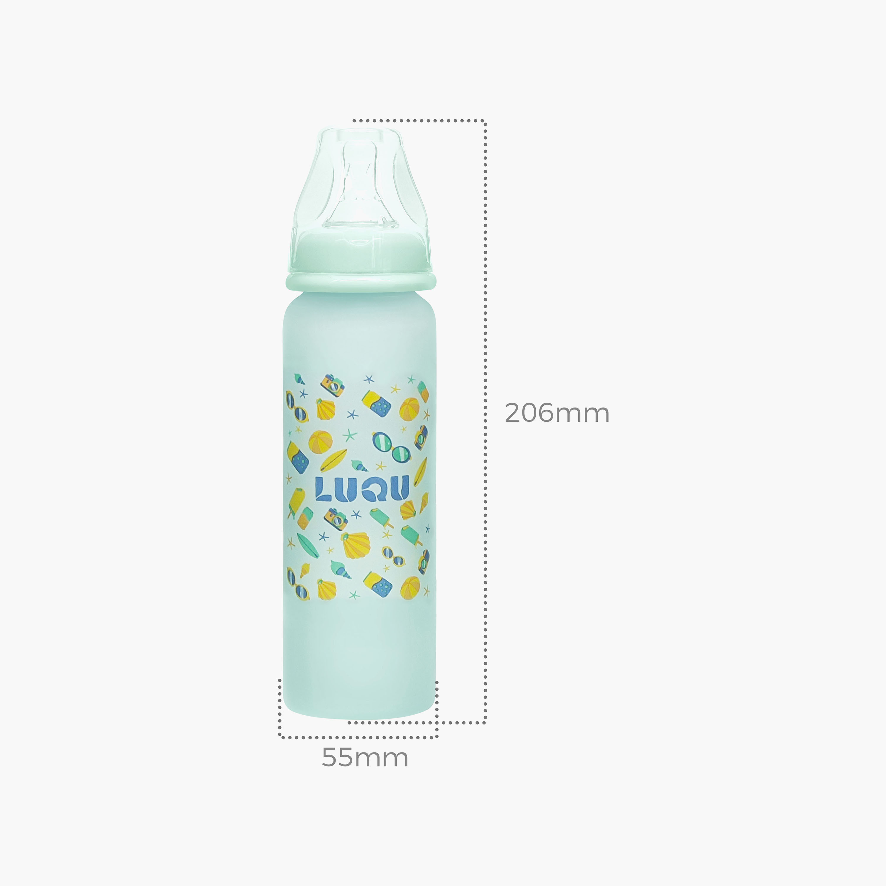 Luqu Glass with Silicone Coated Feeding Bottle - 240 ml-baby-feeding-feedingbottles-bottlesandteats-image-2