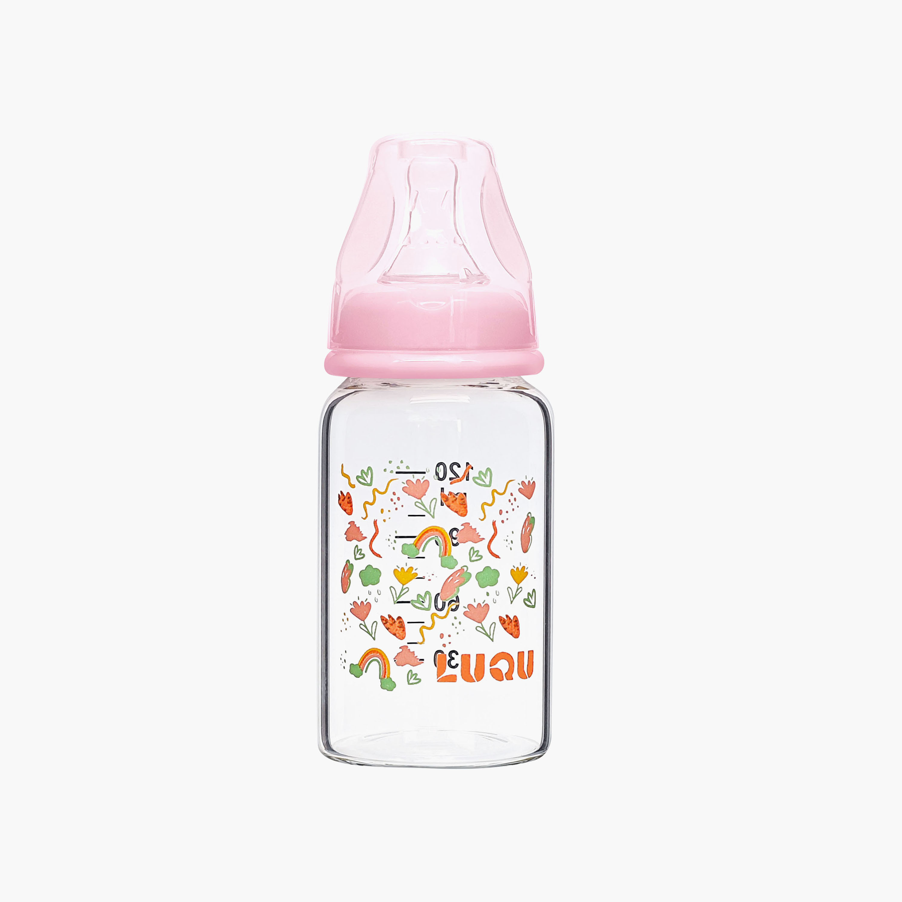 Luqu Glass Feeding Bottle - 120 ml-baby-feeding-feedingbottles-bottlesandteats-image-1
