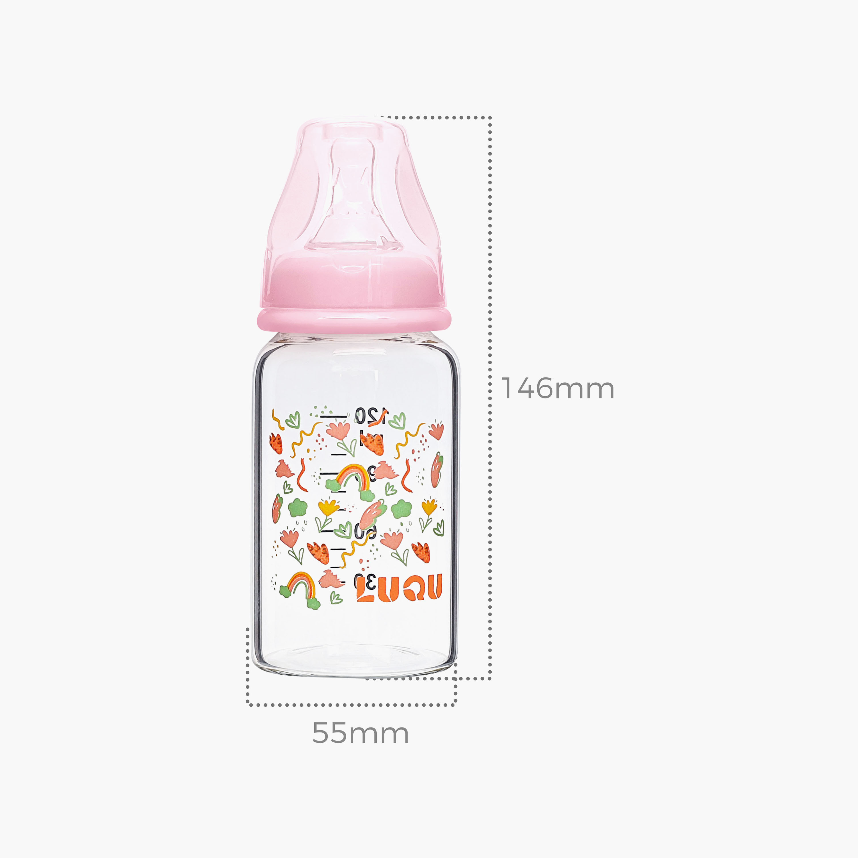 Luqu Glass Feeding Bottle - 120 ml-baby-feeding-feedingbottles-bottlesandteats-image-2