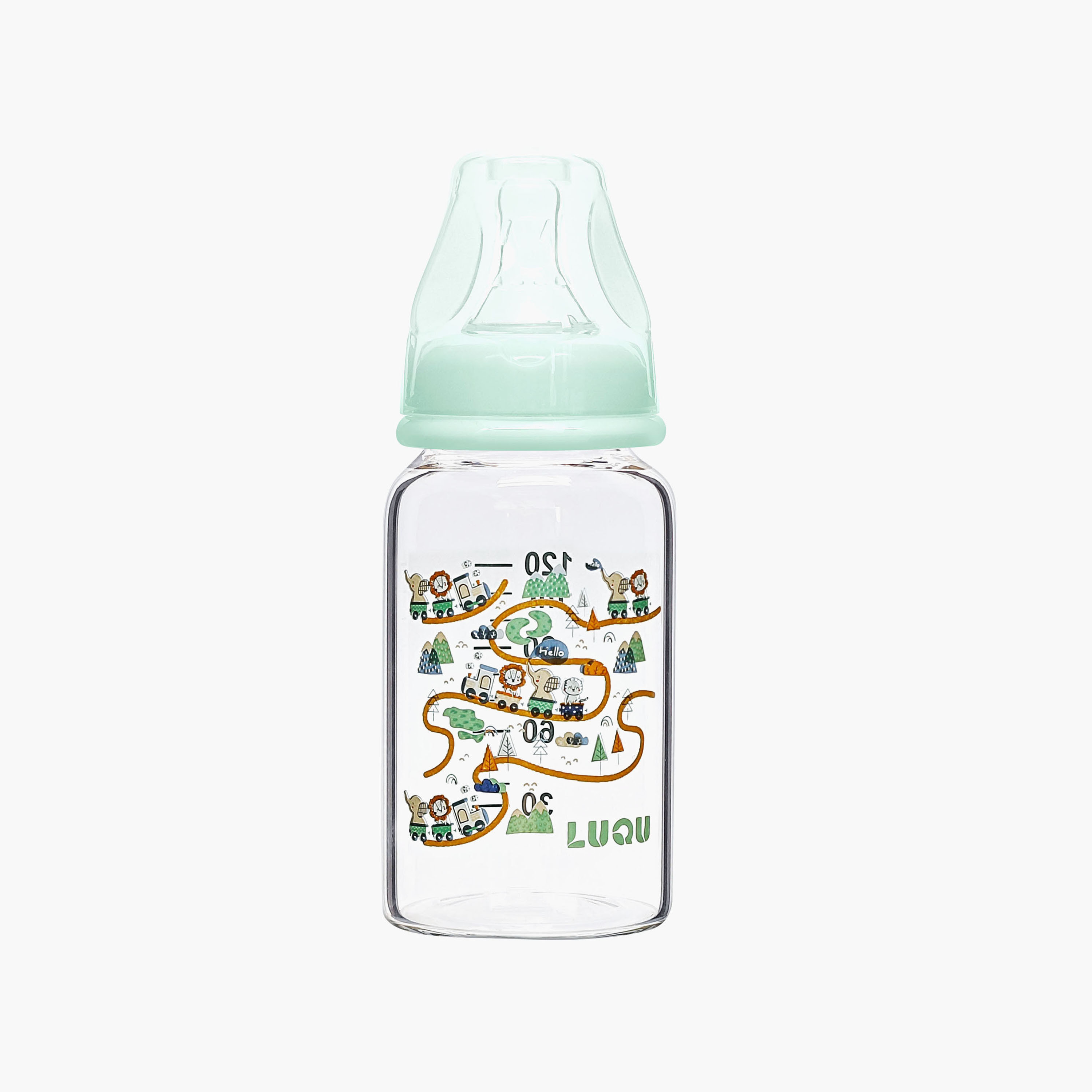 Luqu Glass Feeding Bottle - 120 ml-baby-feeding-feedingbottles-bottlesandteats-image-1