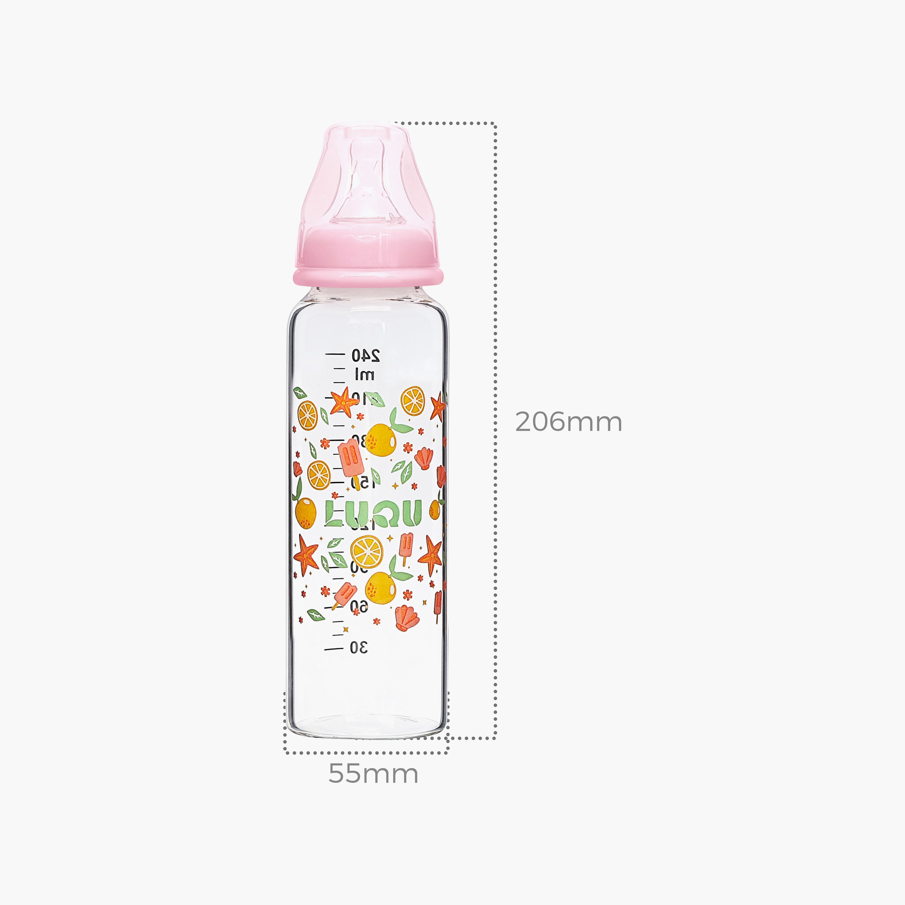 زجاجة رضاعة زجاجية من لوكو - 240 مل-baby-feeding-feedingbottles-bottlesandteats-image-2