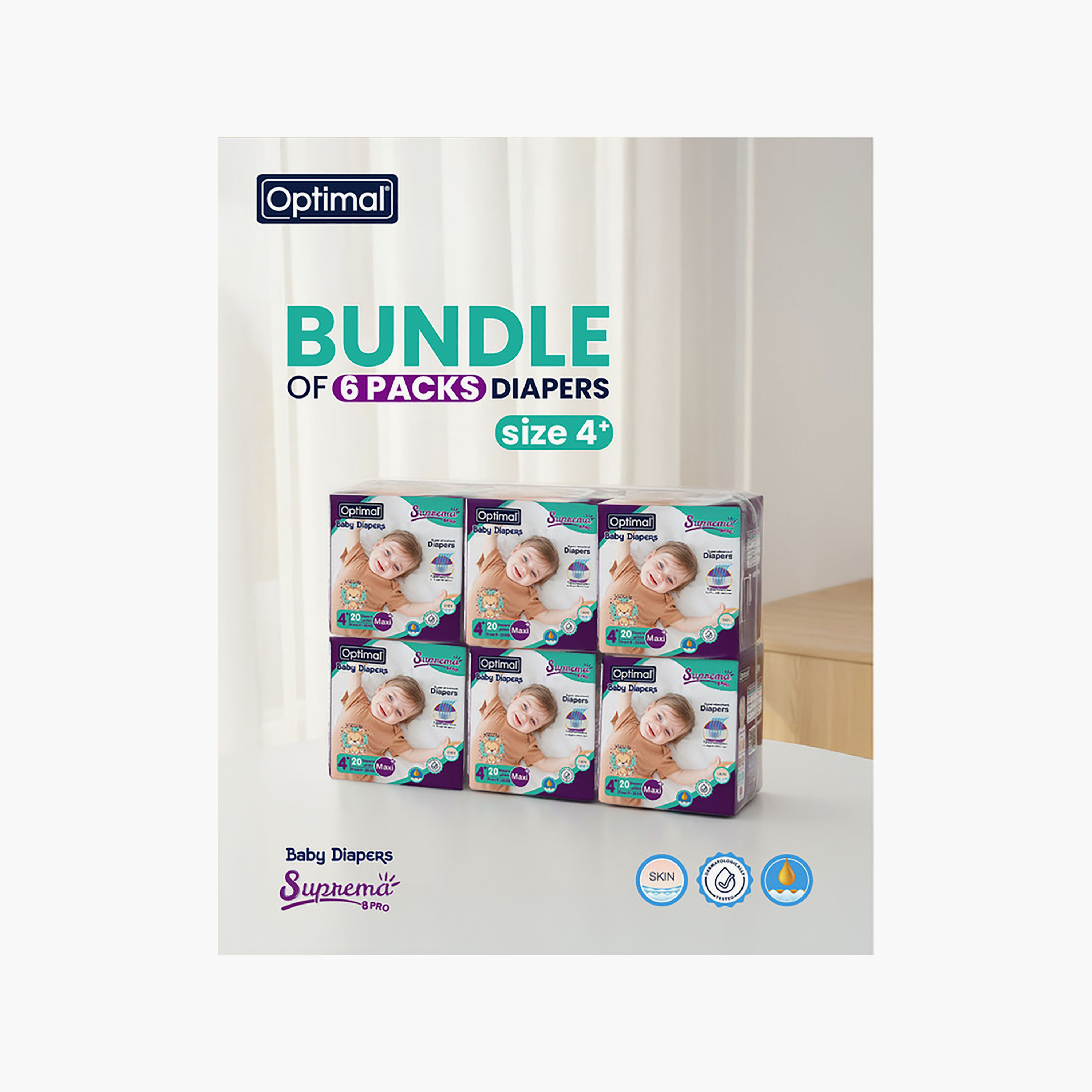 Optimal 120-Piece Suprema Super Absorbent Diapers Set - Size 4+-baby-diapering-diapers-image-6