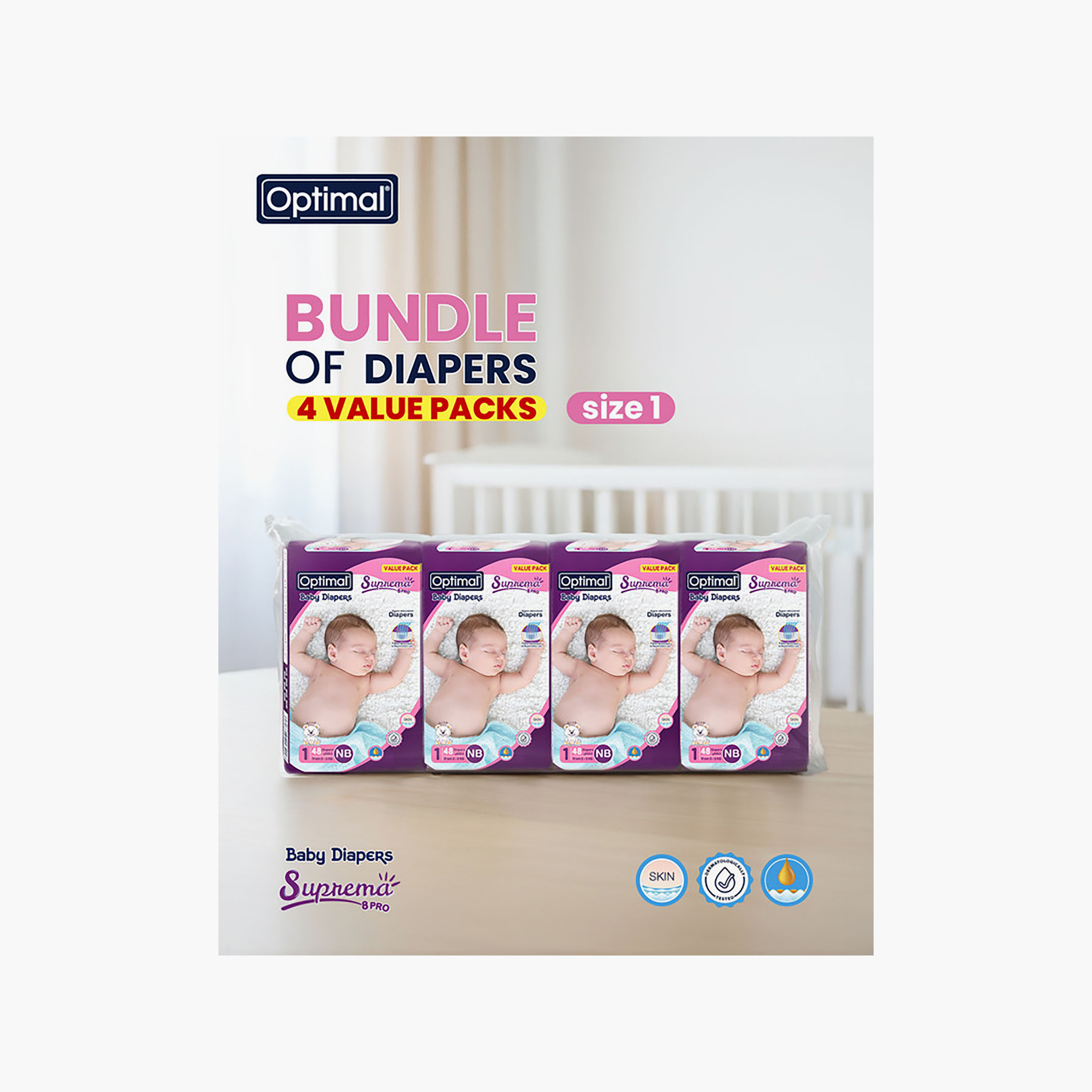 Optimal 192-Piece Suprema Super Absorbent Diapers Set - Size 1-baby-diapering-diapers-image-7