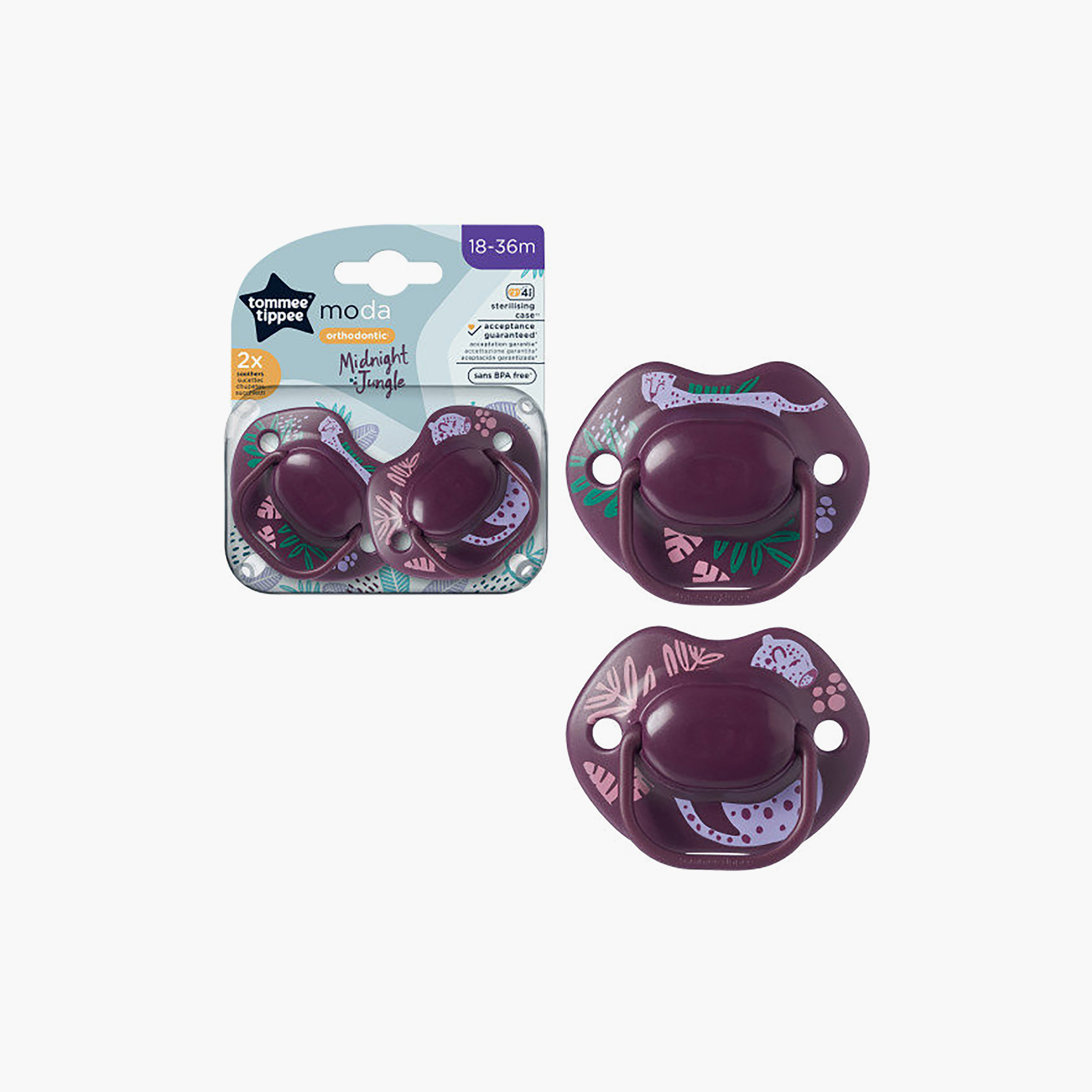 Tommee Tippee 2-Piece Moda Midnight Jungle Soother with Case - 18-36 Months - Assorted-baby-feeding-pacifiers-image-4