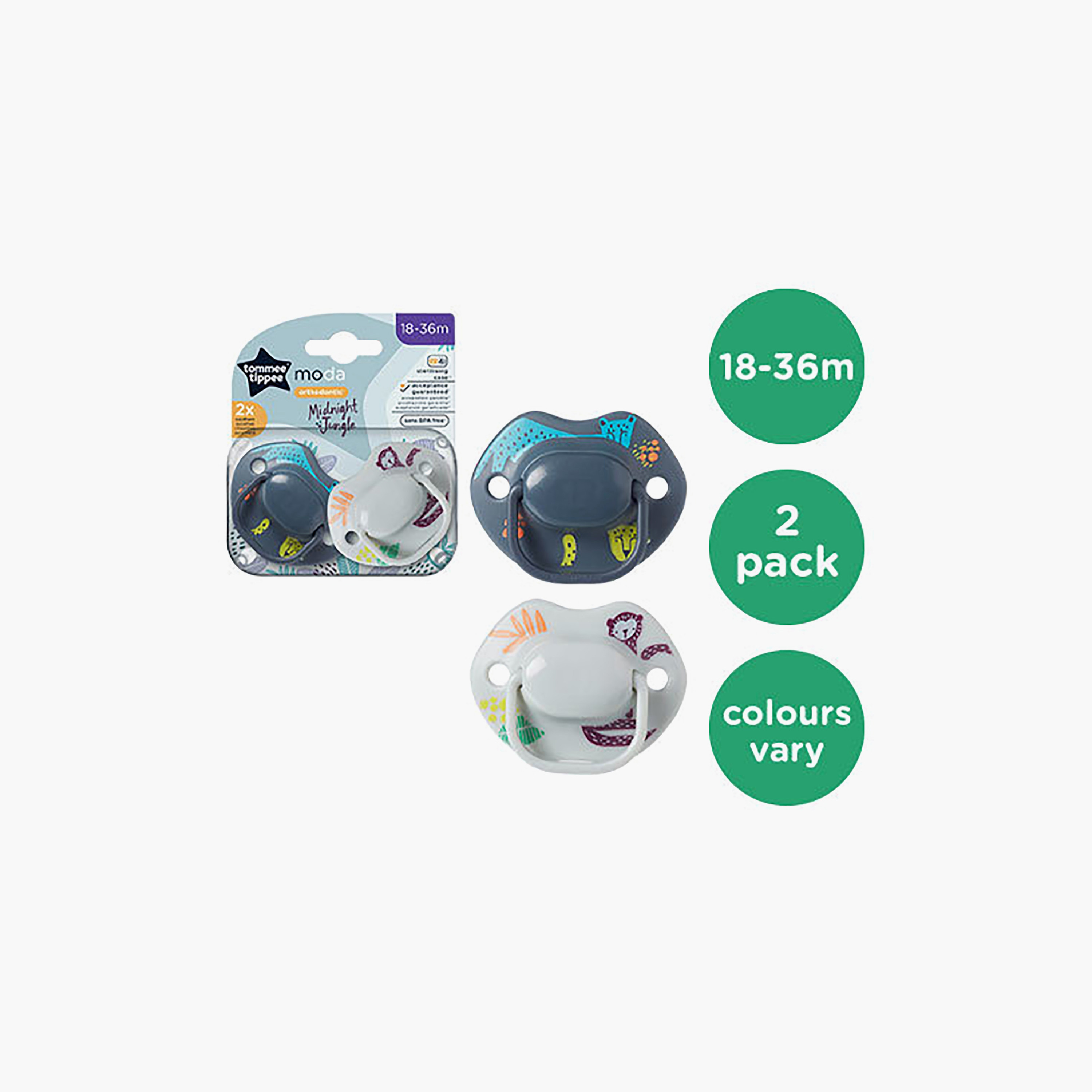 Tommee Tippee 2-Piece Moda Midnight Jungle Soother with Case - 18-36 Months - Assorted-baby-feeding-pacifiers-image-5