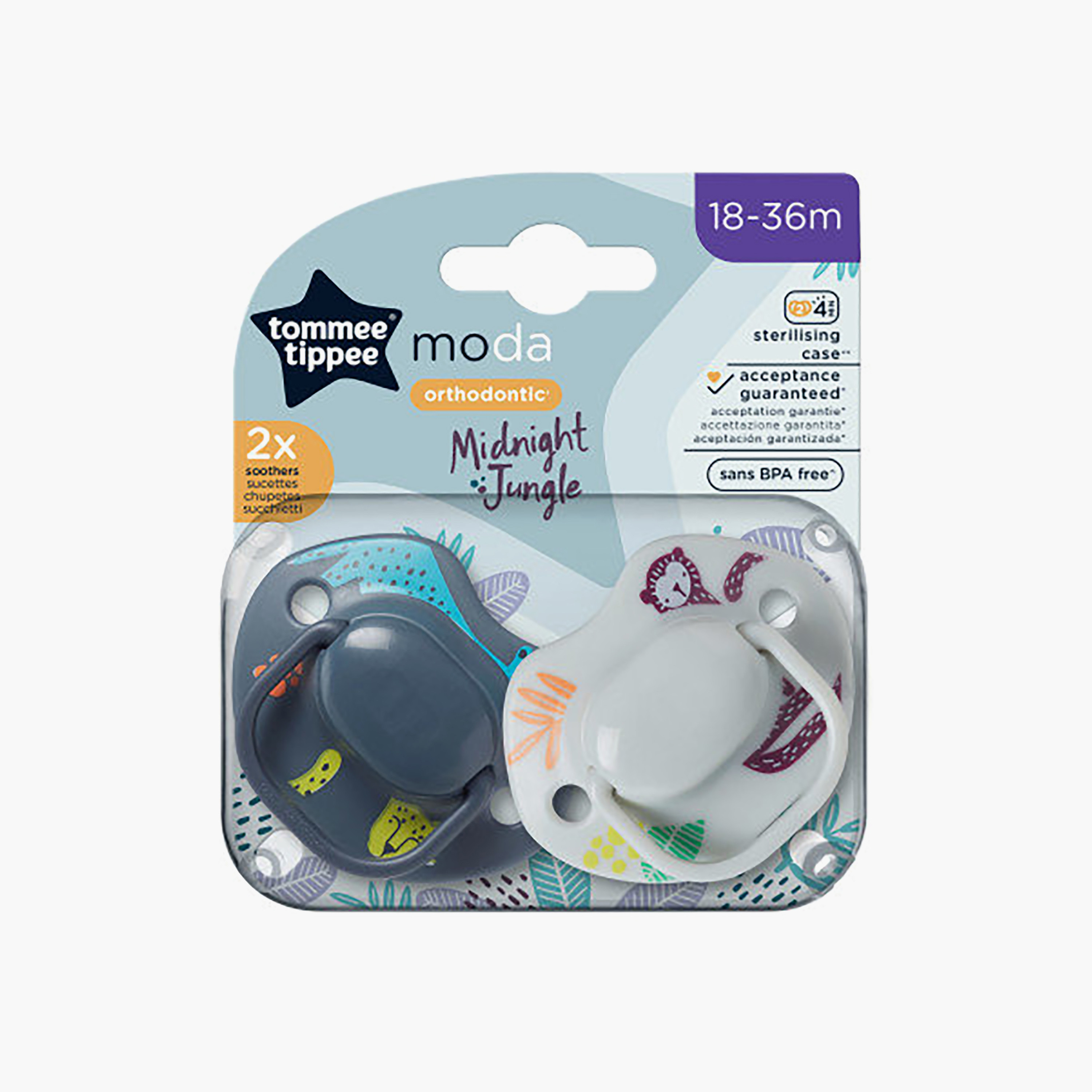 Tommee Tippee 2-Piece Moda Midnight Jungle Soother with Case - 18-36 Months - Assorted-baby-feeding-pacifiers-image-8