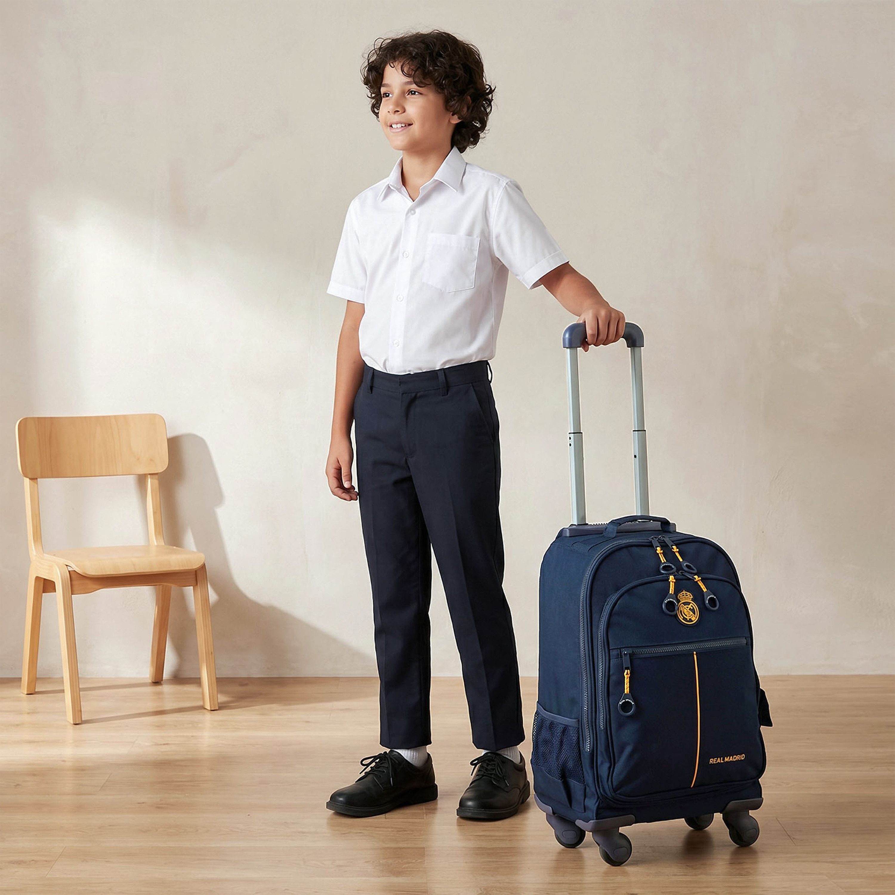 Real Madrid Printed Trolley Backpack for Boys 8-13 Years with Retractable Handle - 18 inches-school-bagsandbackpacks-trolleybags-image-3