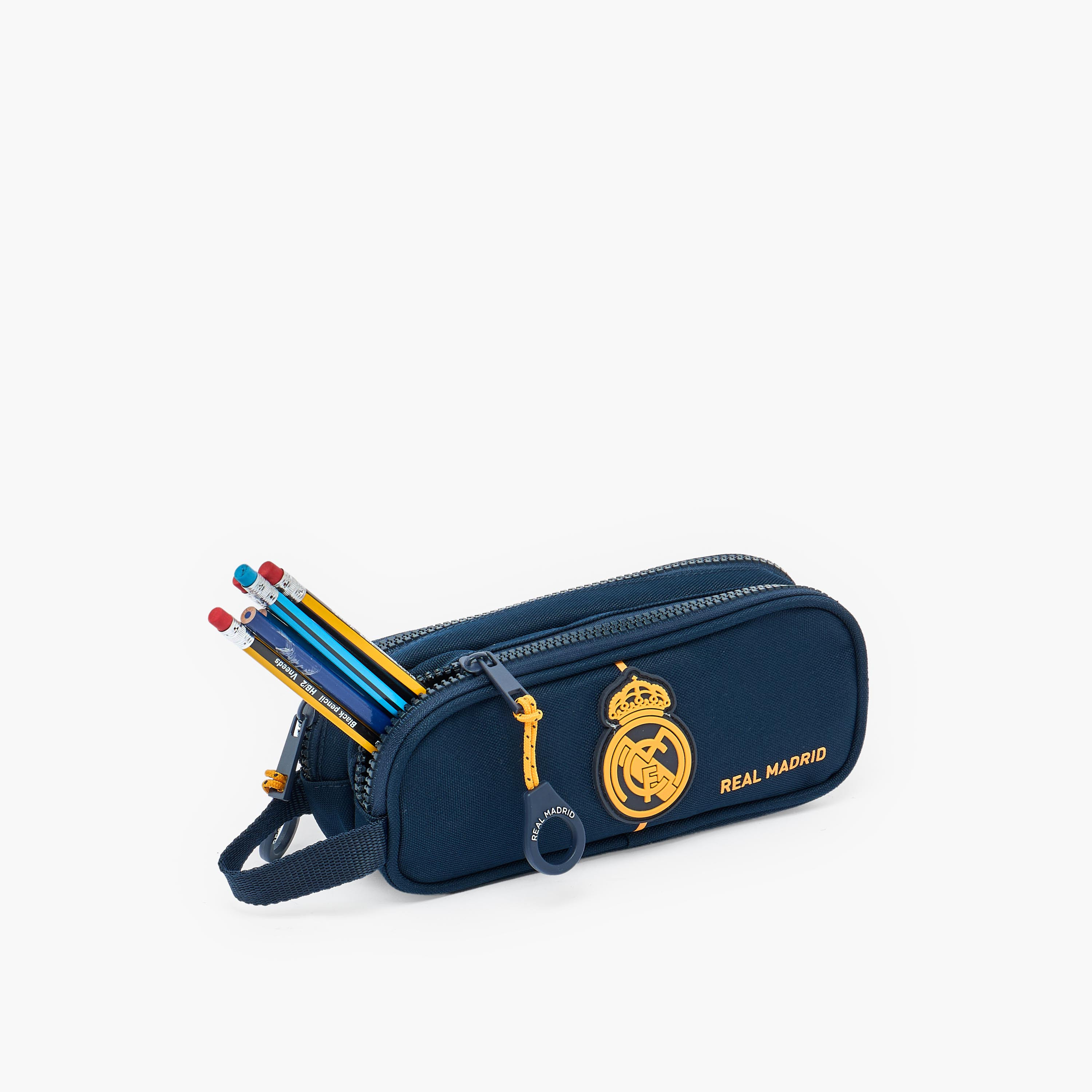 Real Madrid Logo Design Pencil Pouch with 2 Compartments-school-stationery-pencilcases-image-5