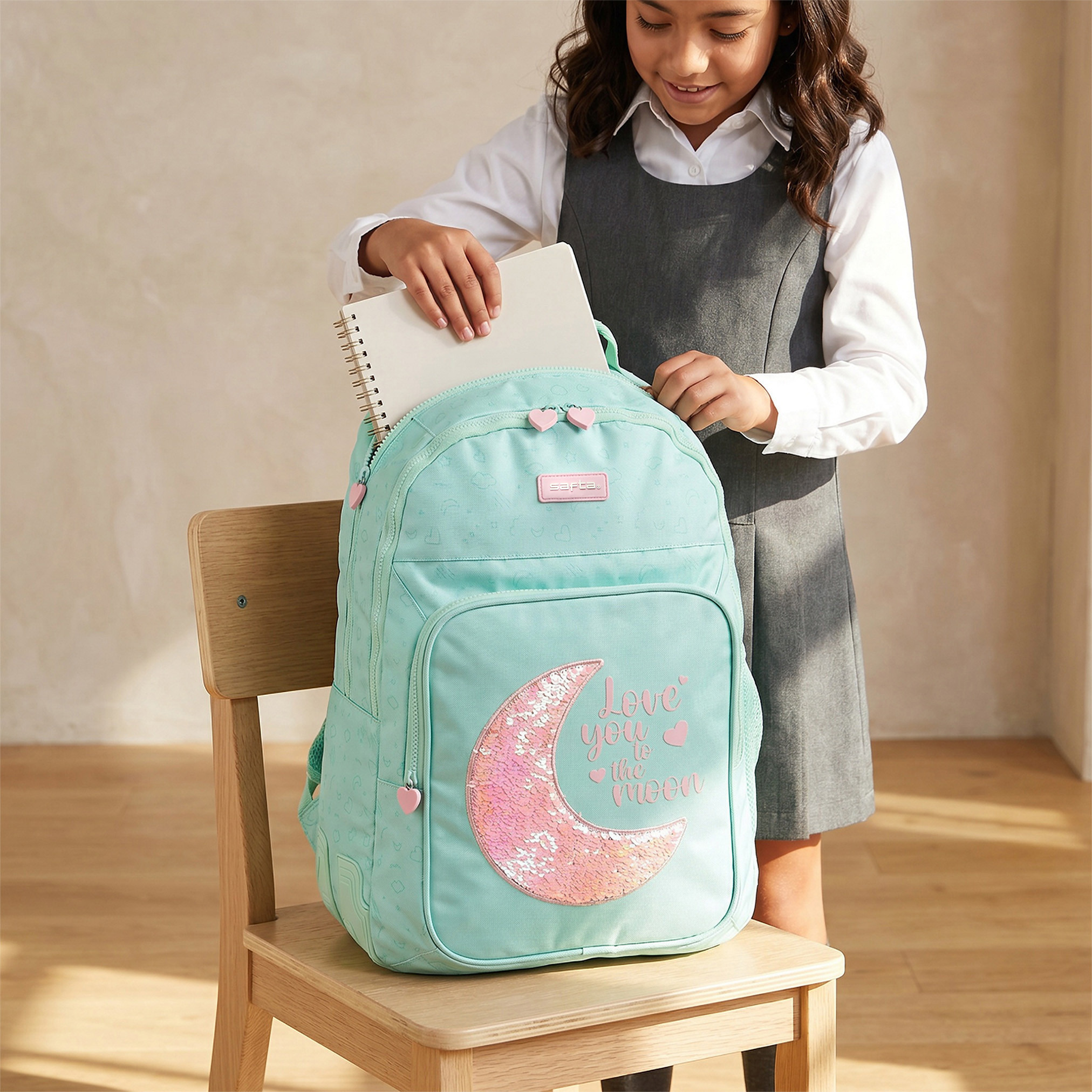 شنطة ظهر مزينة بحمالات كتف مبطنة للبنات من 8-13 سنة من سافتا - 17 بوصة-school-bagsandbackpacks-backpacks-image-3