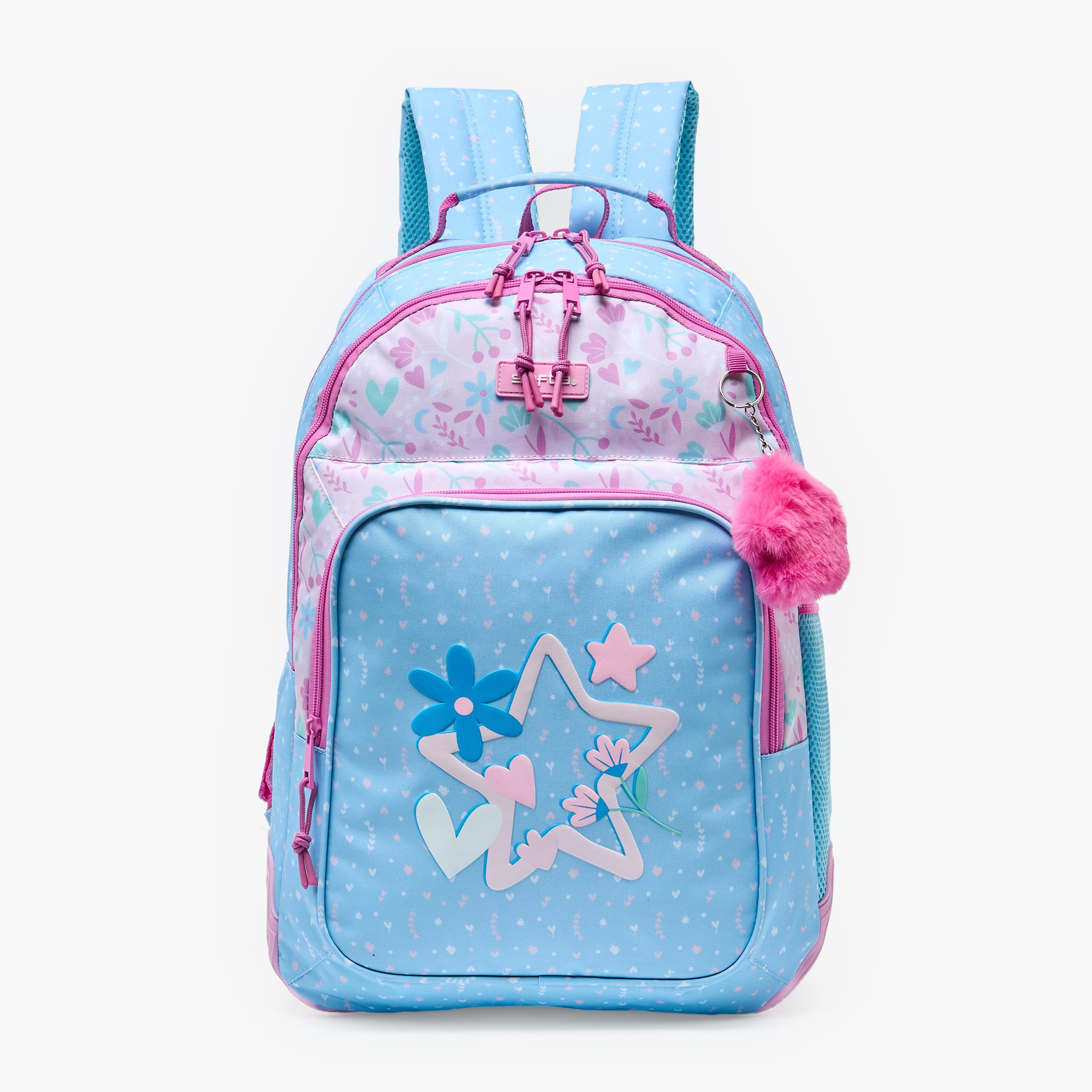 Safta Printed Trolley Backpack for Girls 8-13 Years with Water Bottle Pocket - 17 inches-school-bagsandbackpacks-trolleybags-image-1