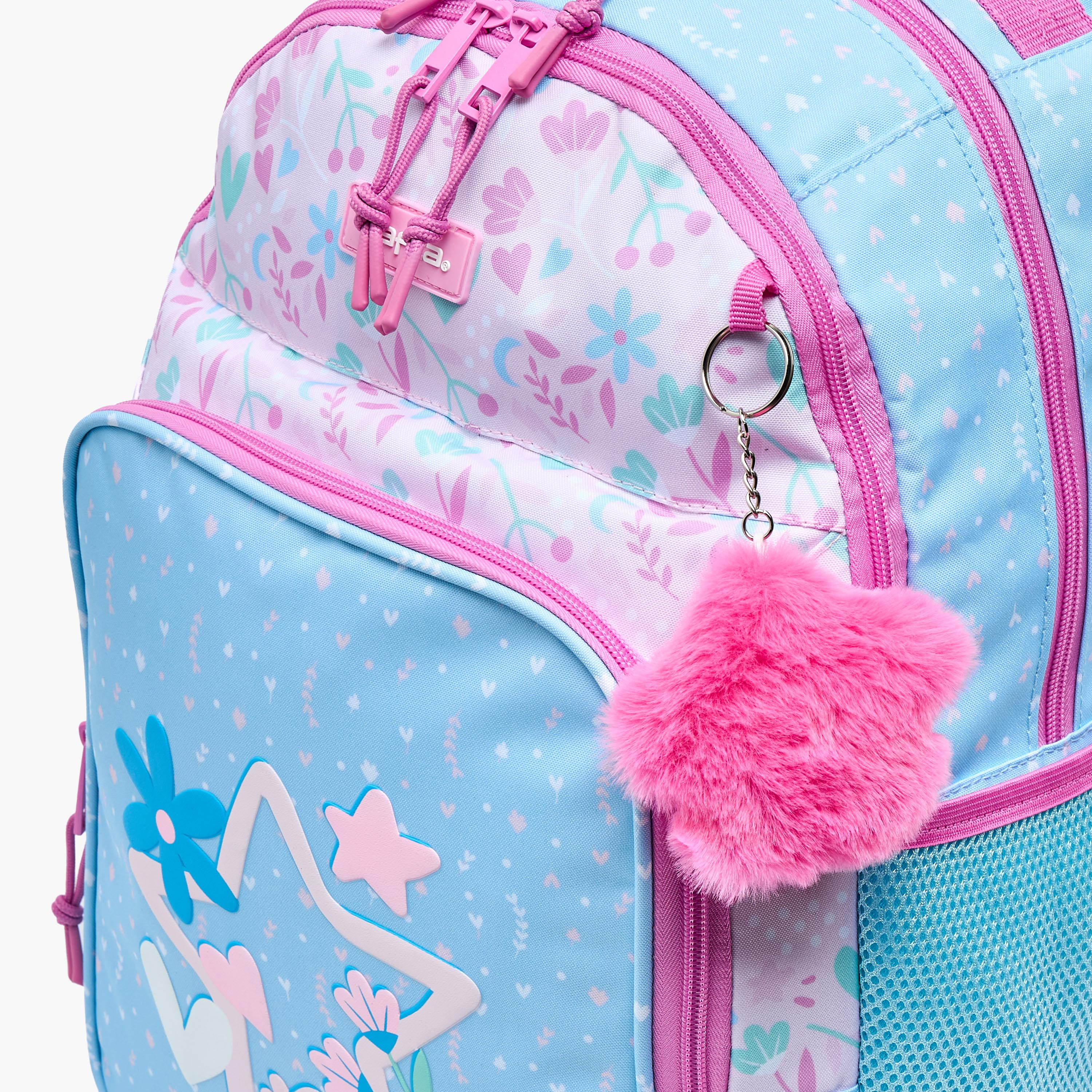 Safta Printed Trolley Backpack for Girls 8-13 Years with Water Bottle Pocket - 17 inches-school-bagsandbackpacks-trolleybags-image-3