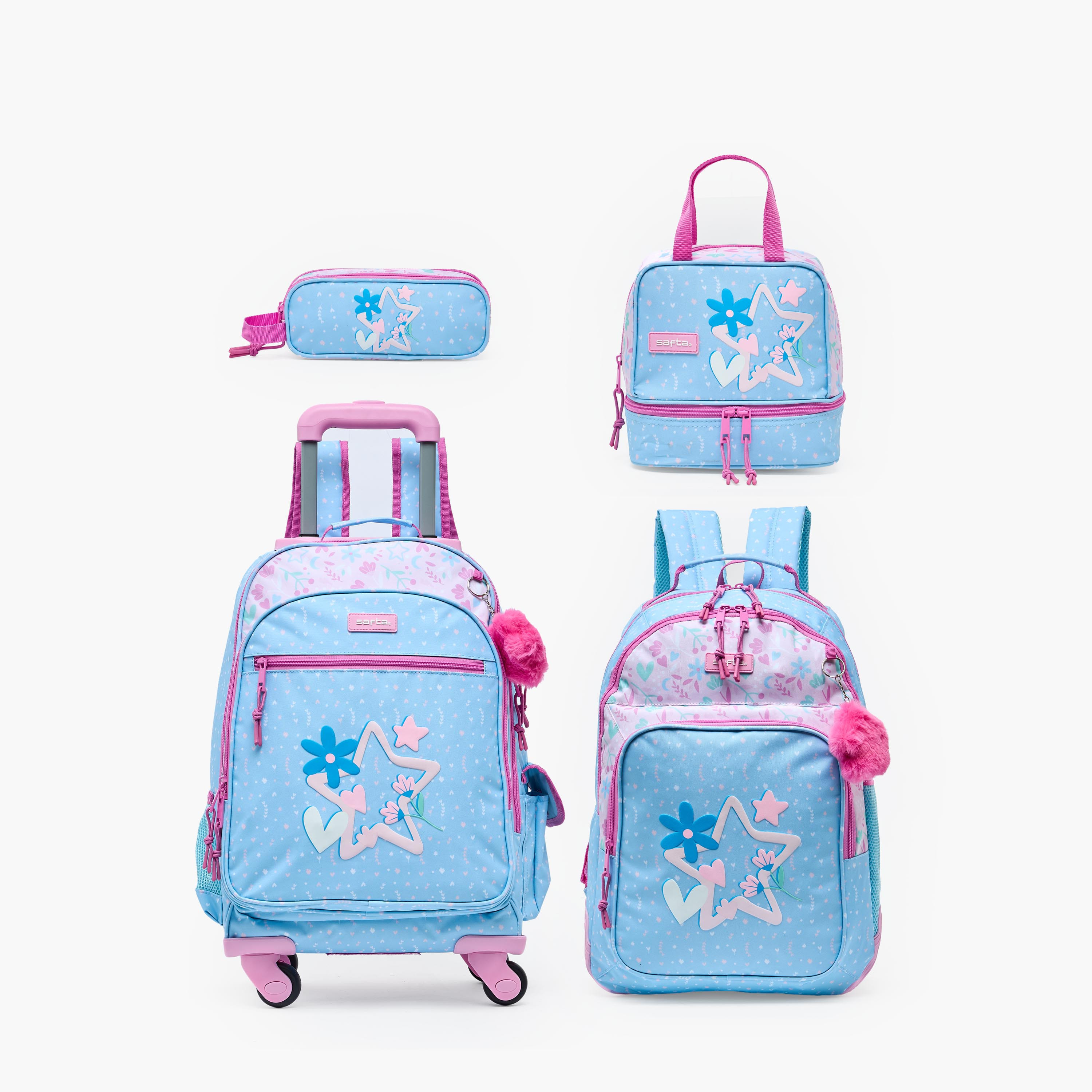 شنطة غداء بطبعات نجوم بمقابض مزدوجة للبنات 8-13 سنوات من سافتا-school-lunchessentials-lunchbags-image-10