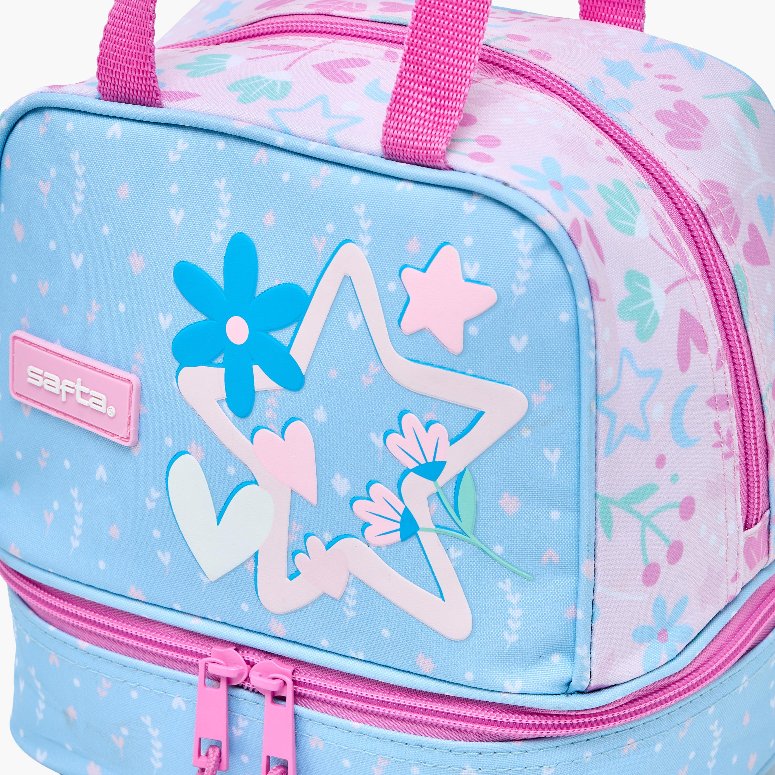 شنطة غداء بطبعات نجوم بمقابض مزدوجة للبنات 8-13 سنوات من سافتا-school-lunchessentials-lunchbags-image-3