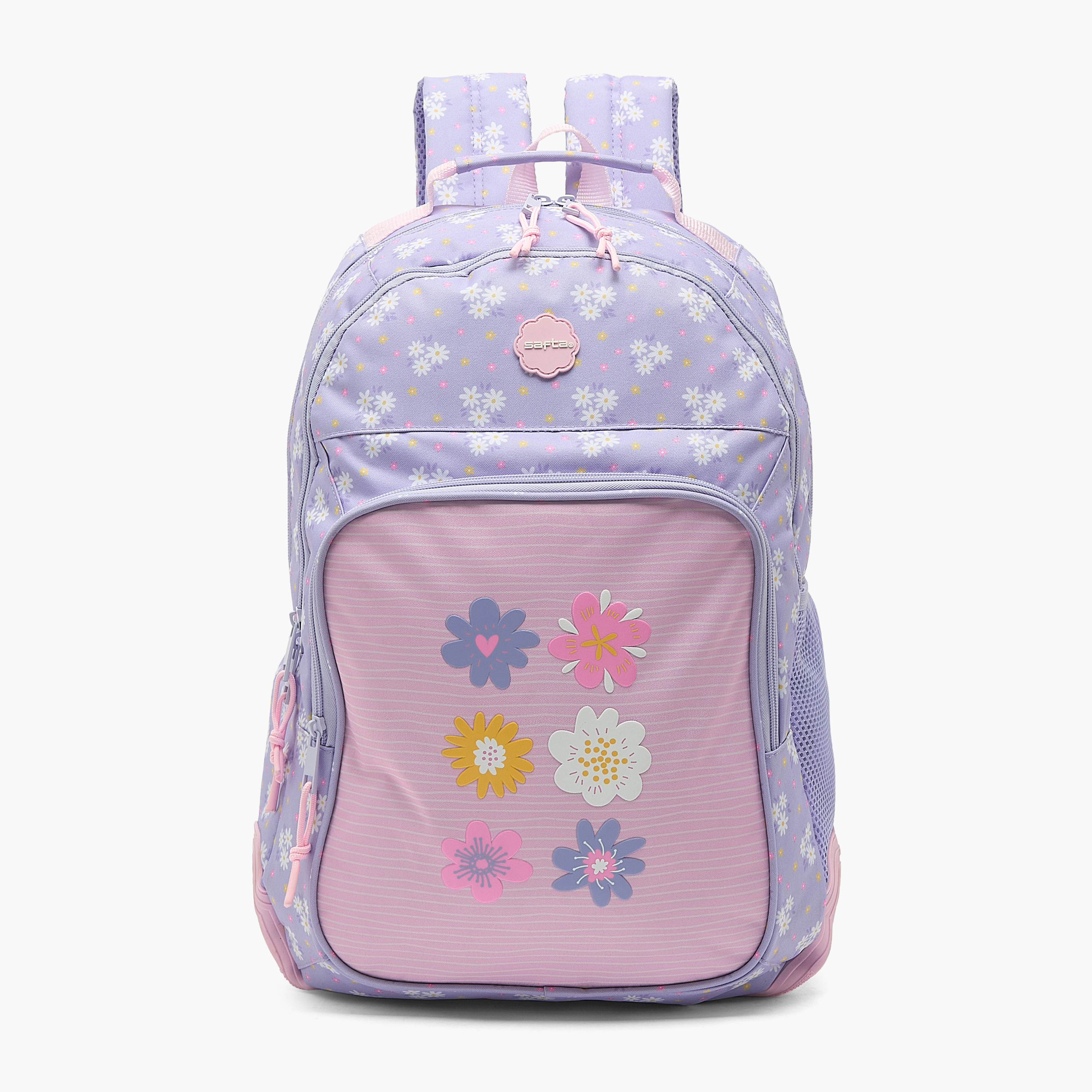 شنطة ظهر بطبعة زهور للبنات من 8 إلى 13 سنة بحزام كتف قابل للتعديل - 17 بوصة من سافتا-school-bagsandbackpacks-backpacks-image-1