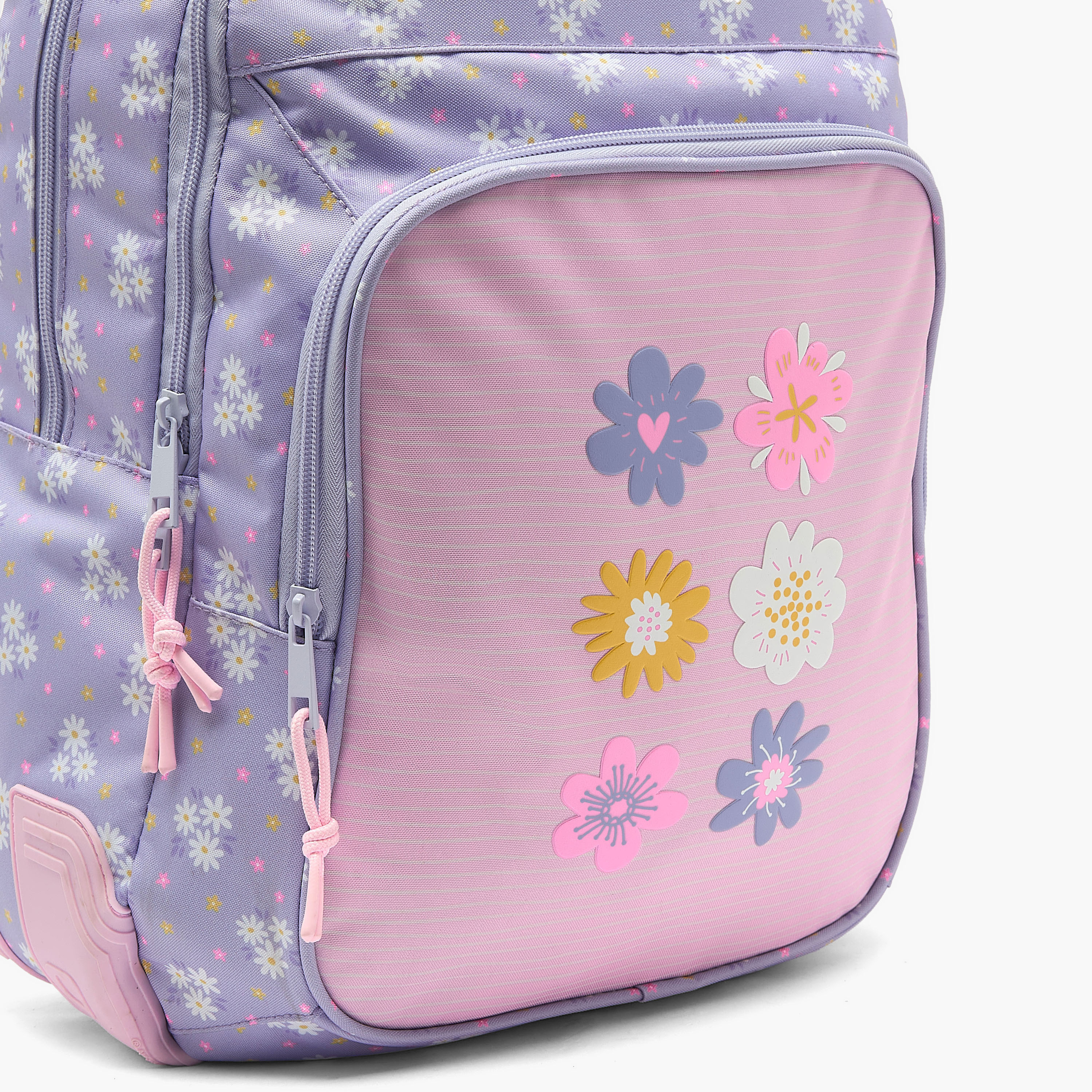 شنطة ظهر بطبعة زهور للبنات من 8 إلى 13 سنة بحزام كتف قابل للتعديل - 17 بوصة من سافتا-school-bagsandbackpacks-backpacks-image-3