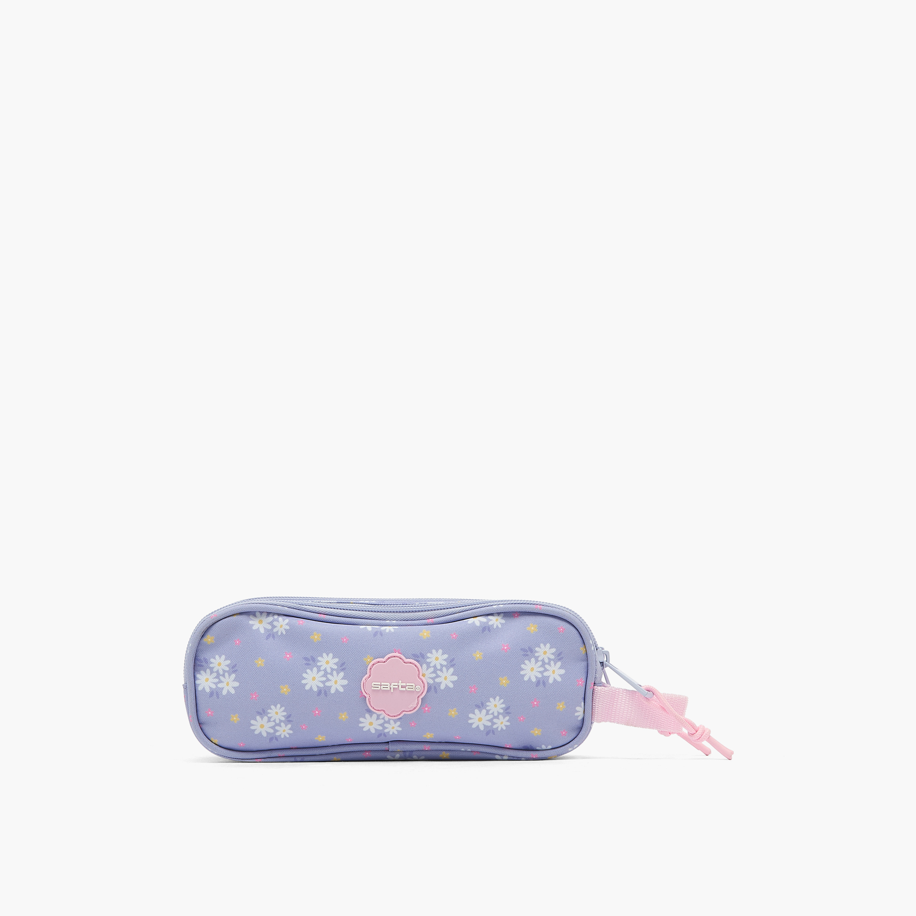 مقلمة بقسمين وطبعات زهرية-school-stationery-pencilcases-image-4