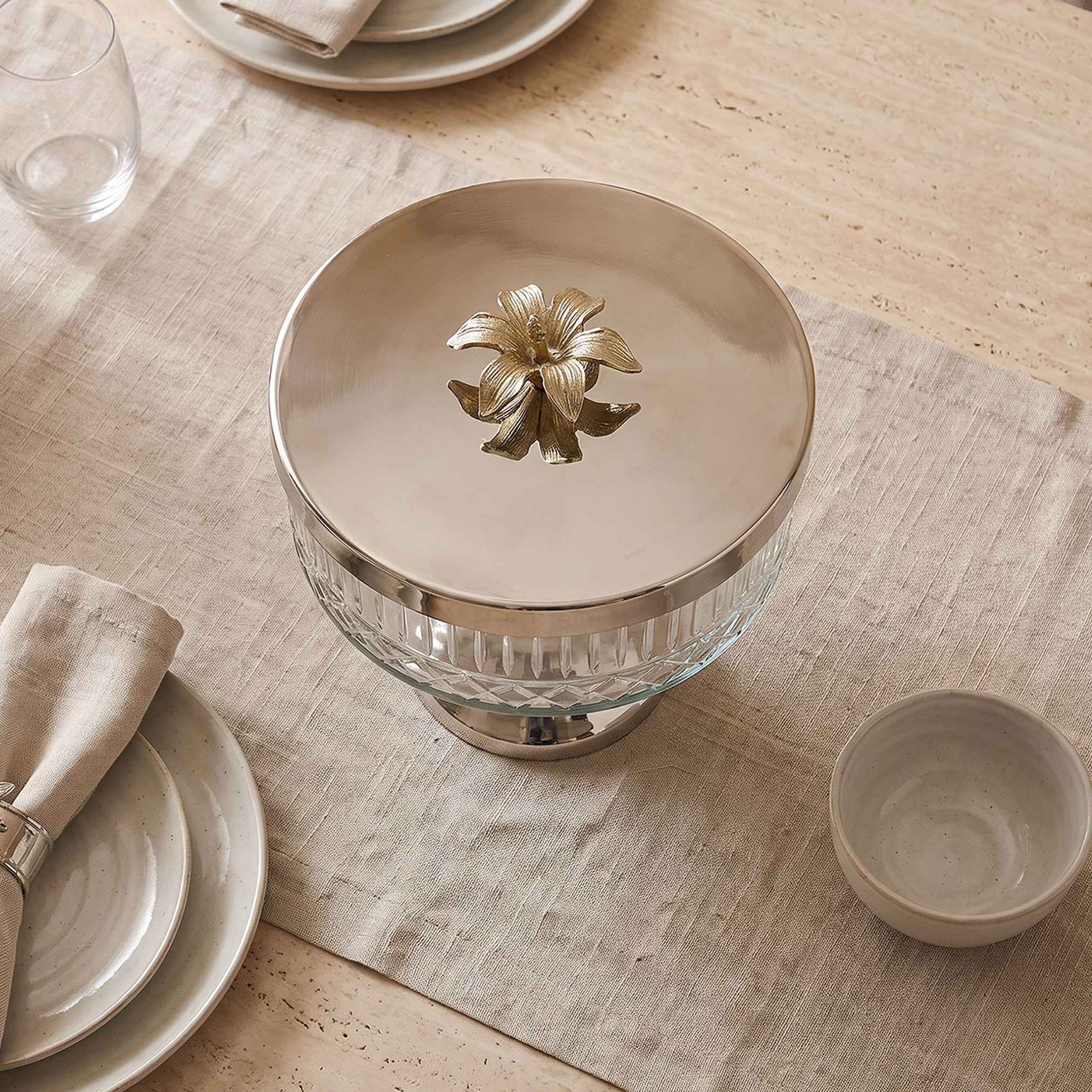 Layan Ribbed Glass Jar with Lid-household-decor-boxesandtrays-image-2