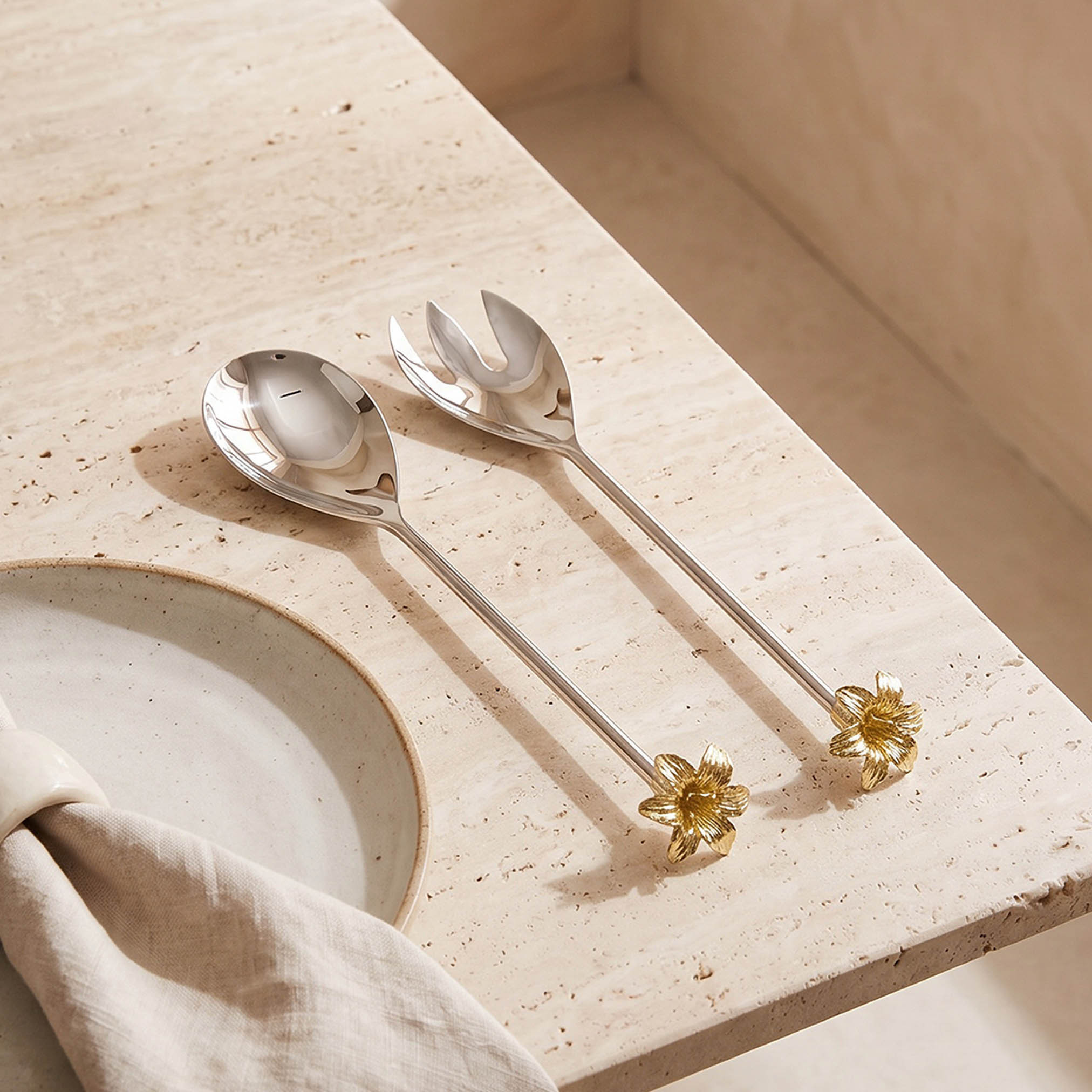 2-Piece Floral Metal Salad Server-household-dining-cutlery-cutlerysets-image-1
