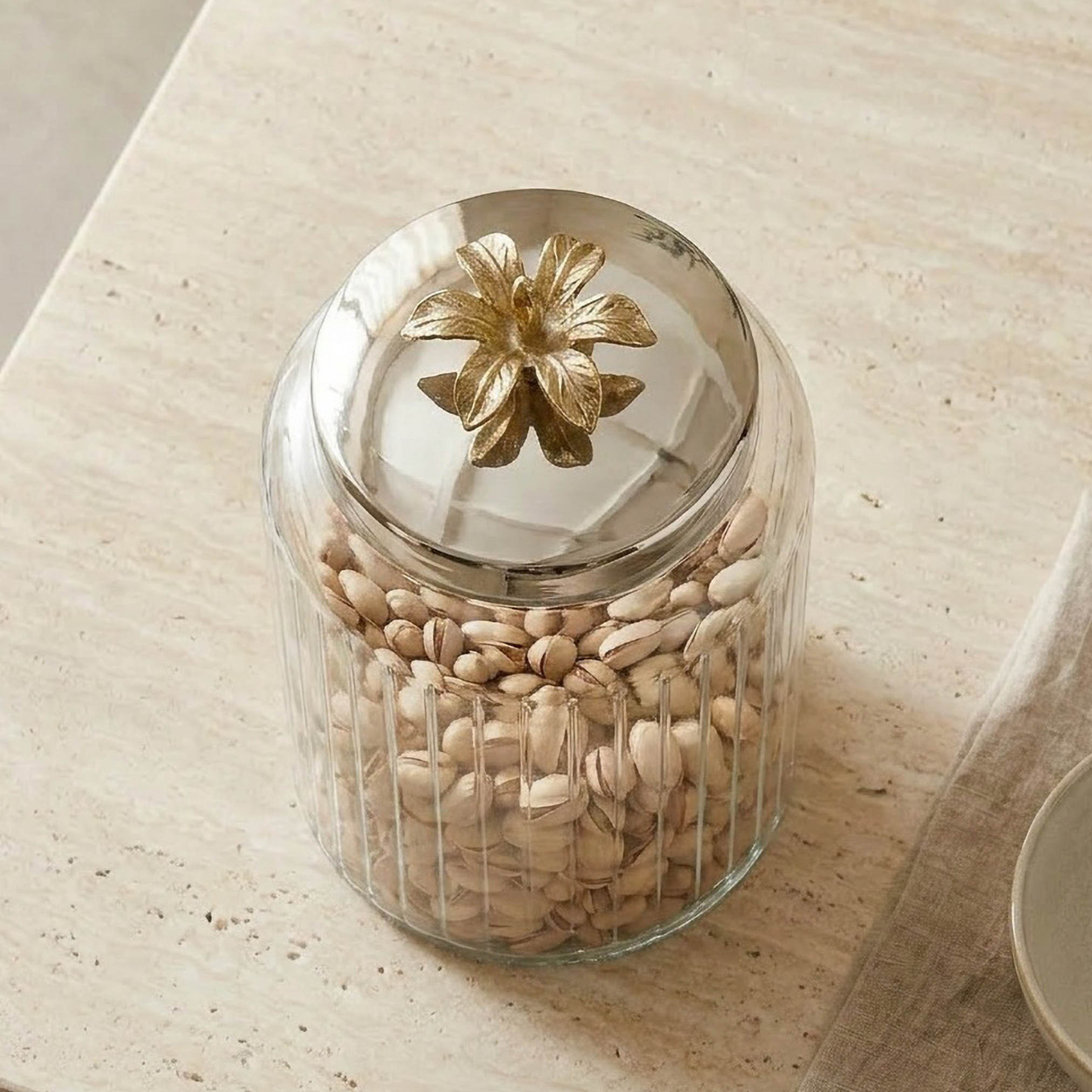 Floral Metal Glass Canister - 17x12 cm-household-kitchen-foodstorage-containers-image-2