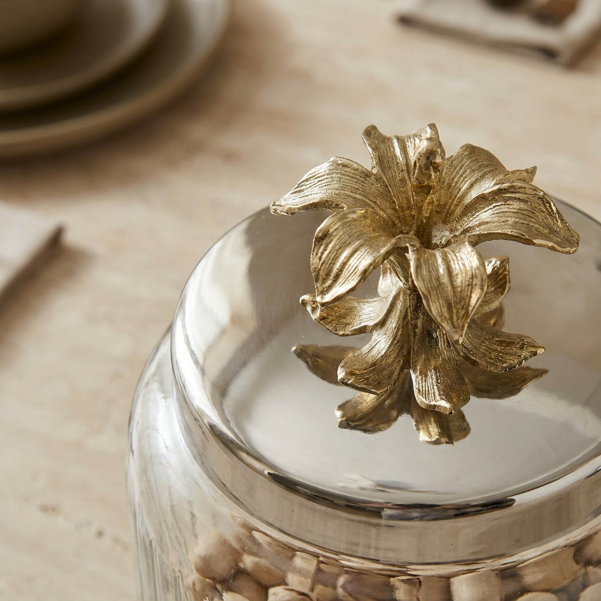 Floral Metal Glass Canister - 17x12 cm-household-kitchen-foodstorage-containers-image-3