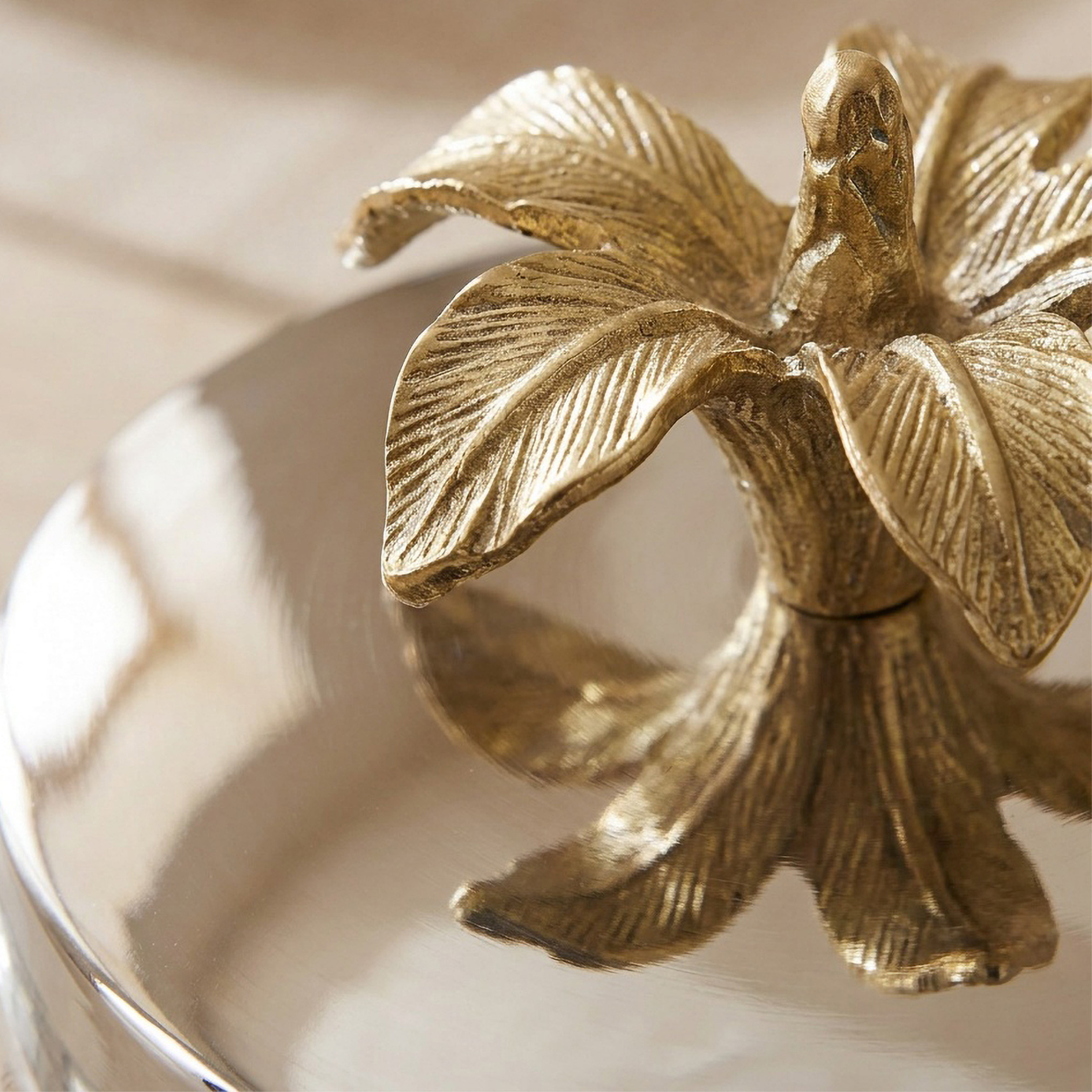 Glass Canister with Floral Metallic Lid - 13x12 cm-household-kitchen-foodstorage-containers-image-3
